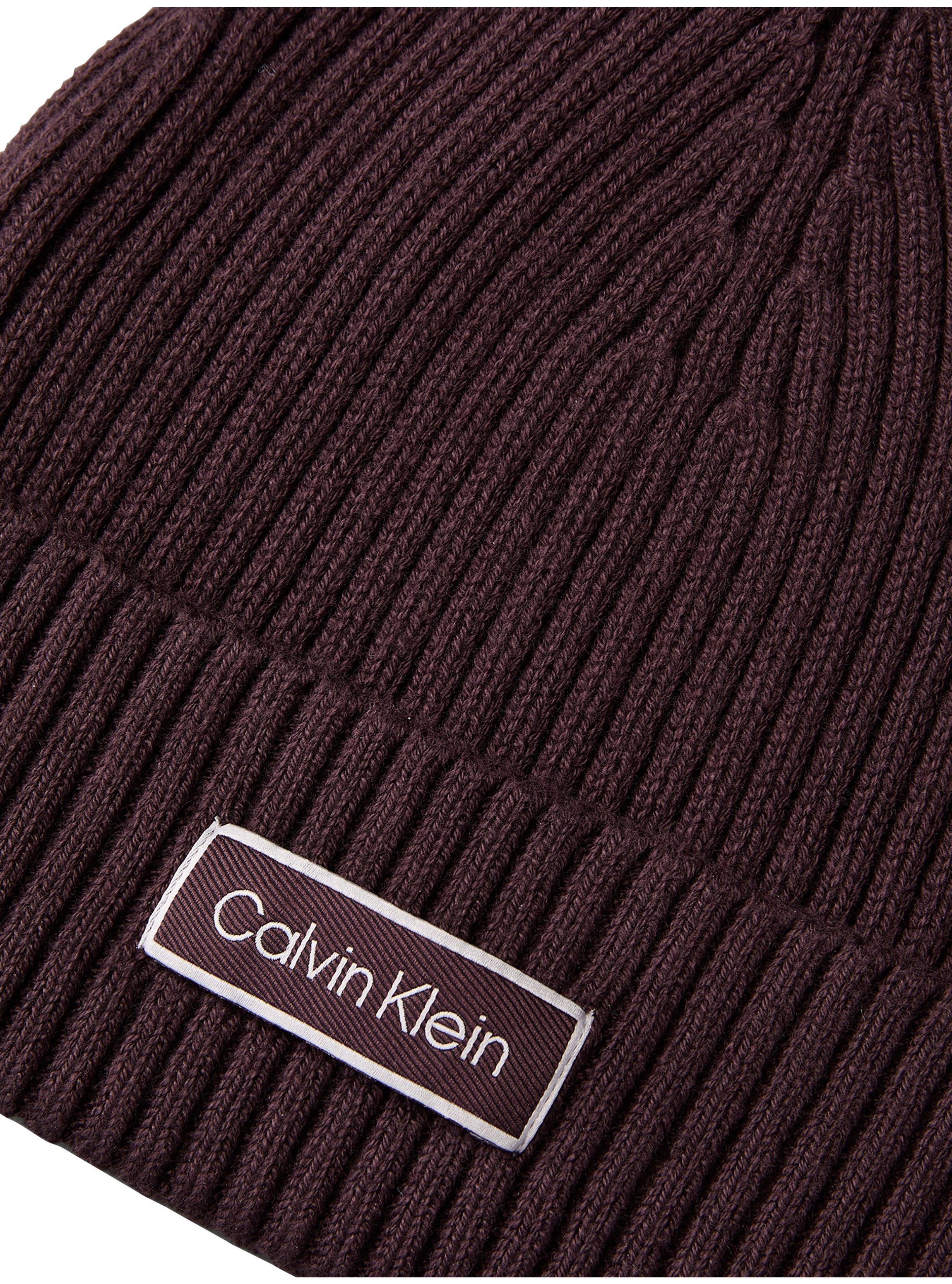 Calvin Klein Beanie PATCH CHUNKY RIB COTTON BEANIE Regular fit mit aufgenähtem Markenlogo