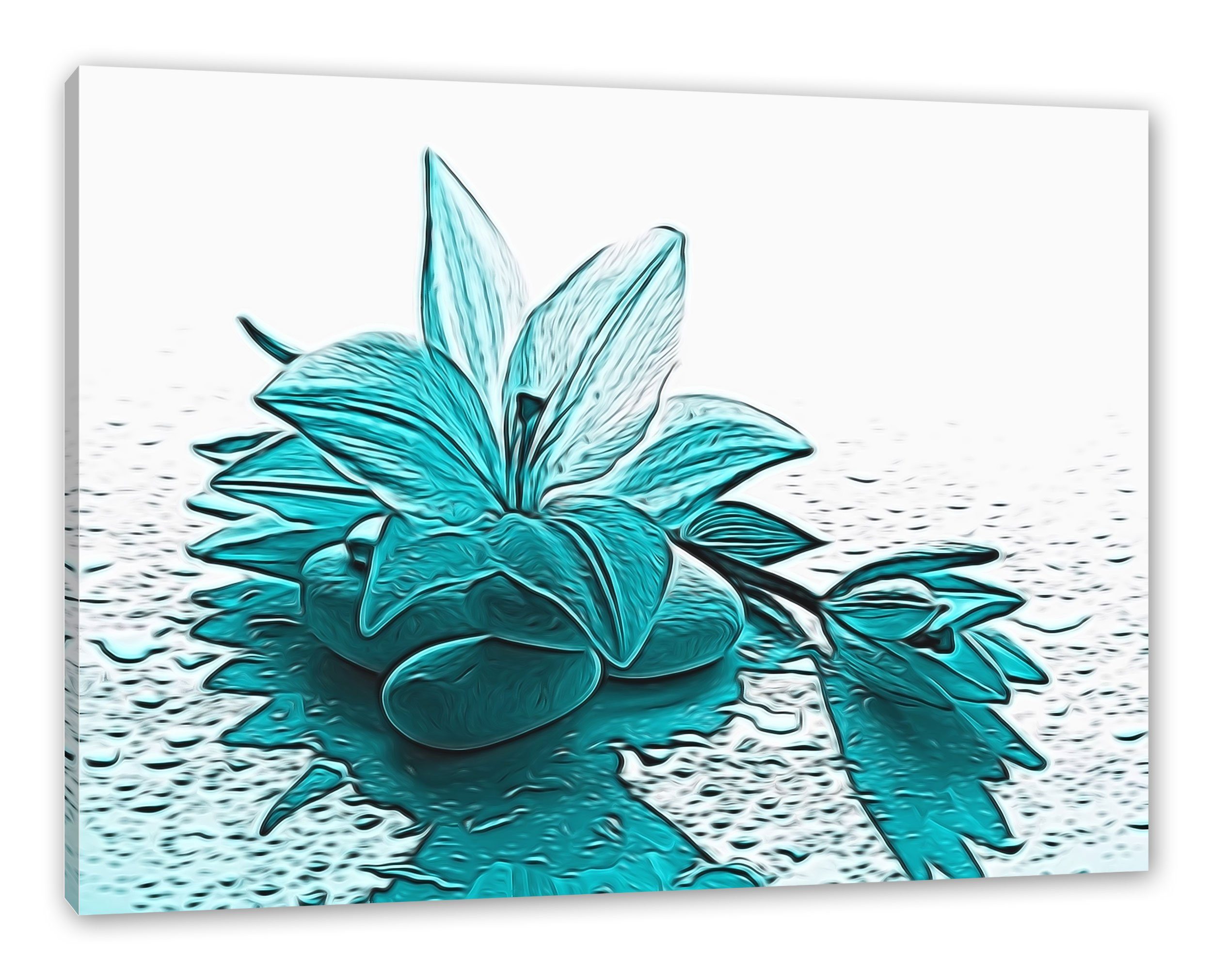auf Leinwandbild inkl. Leinwandbild Blüte fertig Zackenaufhänger auf St), Zensteinen, bespannt, Zensteinen Blüte (1 Pixxprint