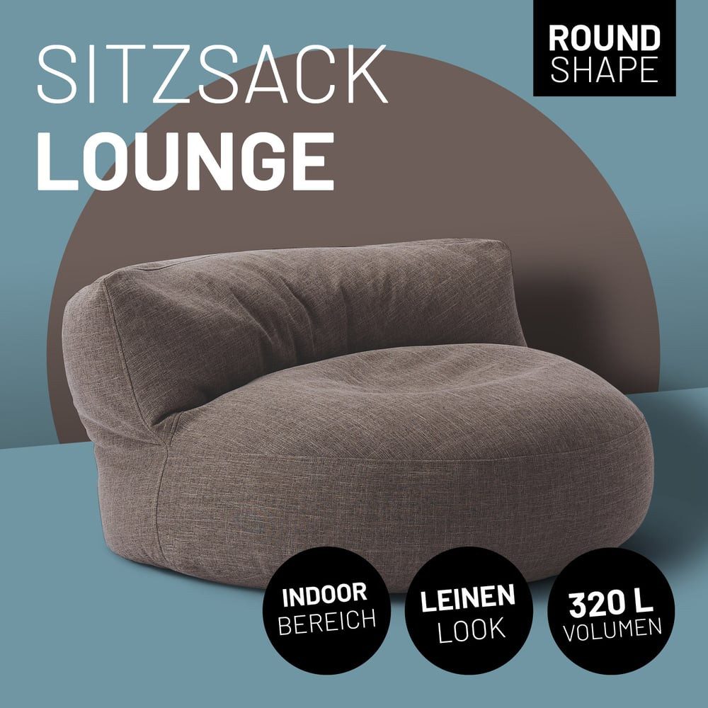 Lumaland Sitzsack Round Sofa Sitzkissen Bean Bag Couch Lounge, inkl. Rücken günstig online kaufen