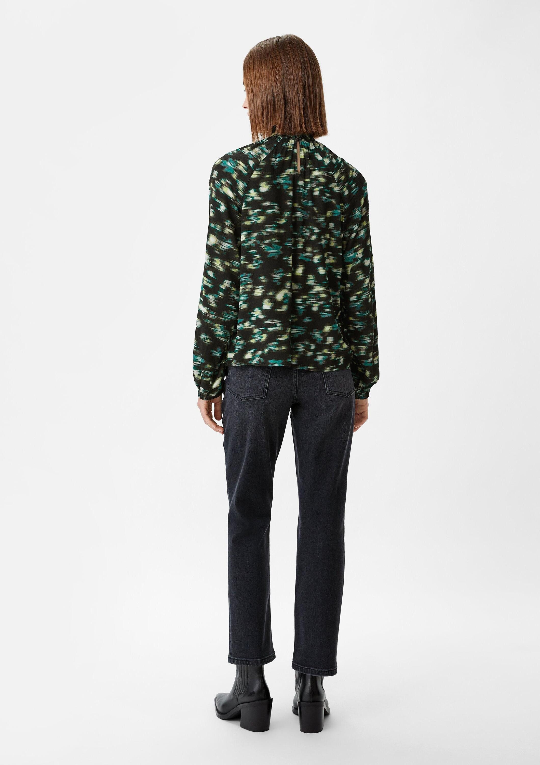 comma Langarmbluse Bluse Bluse mit Rüschenkragen