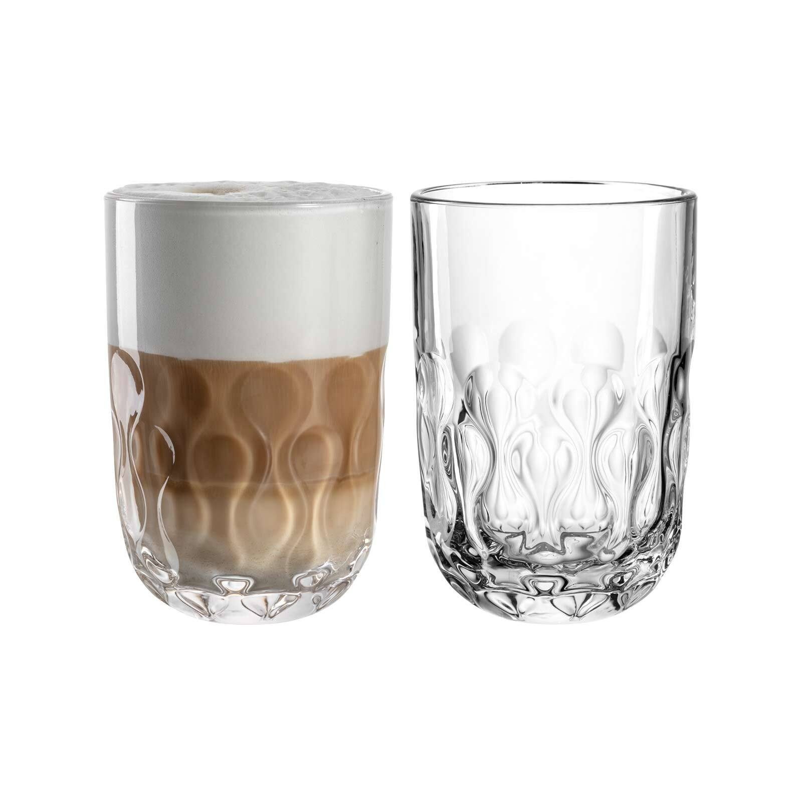 LEONARDO Latte-Macchiato-Glas Gocce Latte Macchiato Gläser (2) 390 ml 2er Set, 2-tlg., Glas