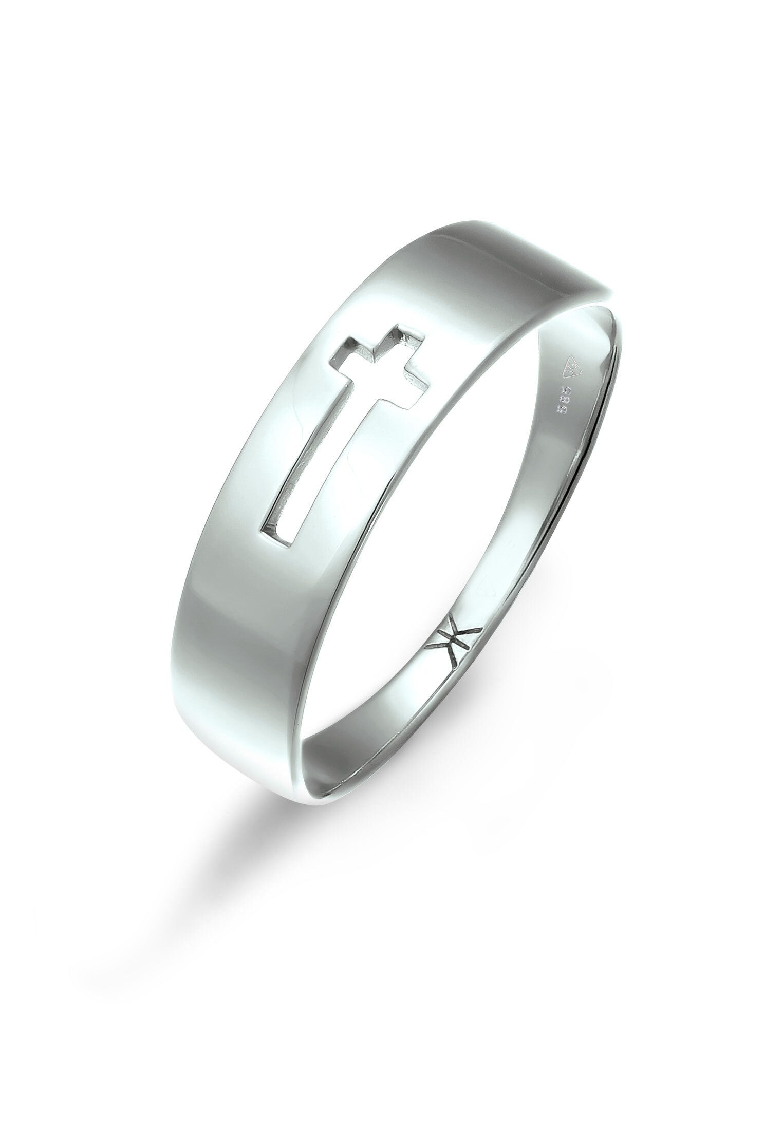Kuzzoi Silberring Kreuz Basic 585 Weißgold günstig online kaufen