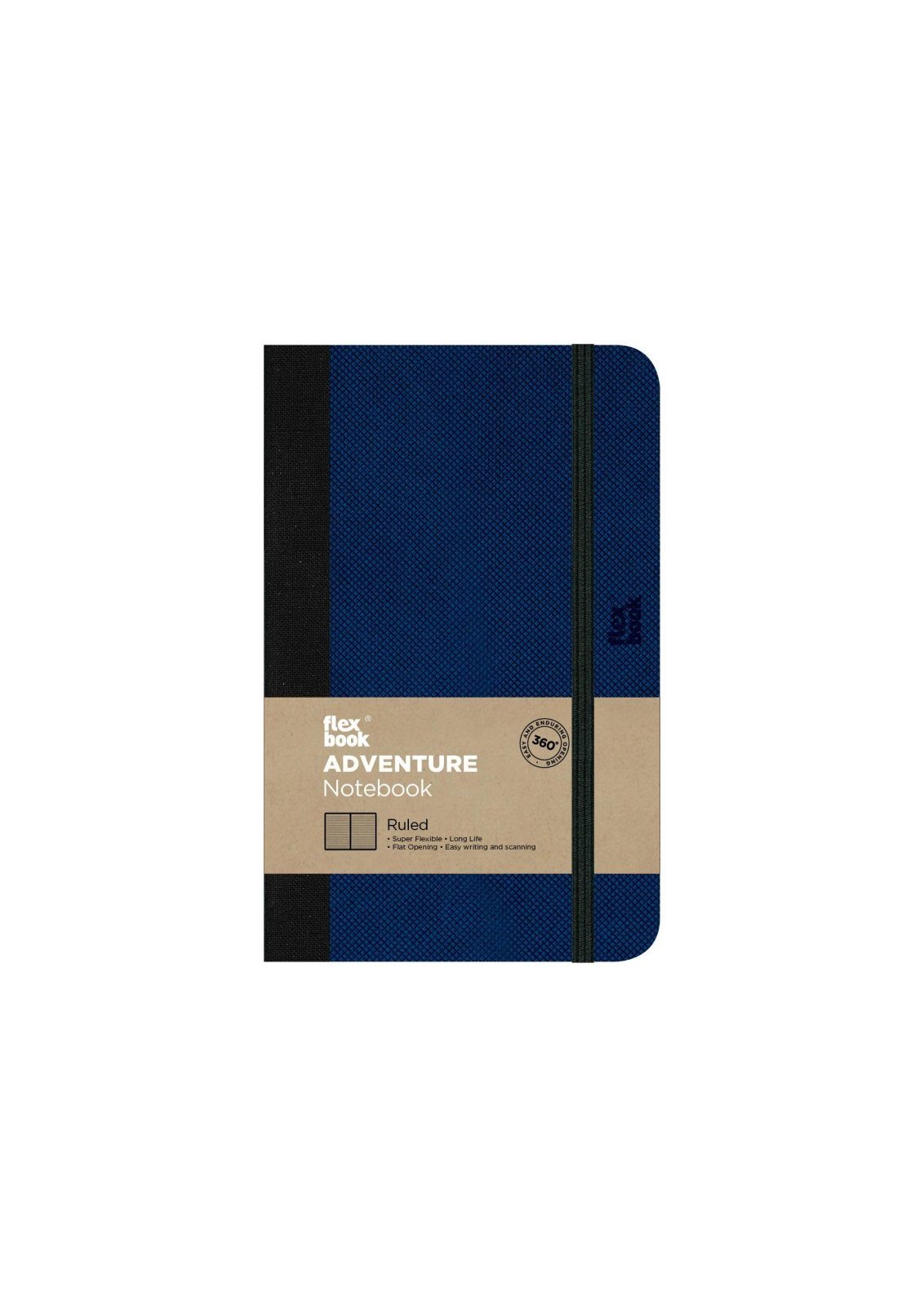 Flexbook Notizbuch Adventure Notizbuch liniert Flexbook Gummizug Kunstleder 5 Farben, 3 Royalblue 9*14 cm
