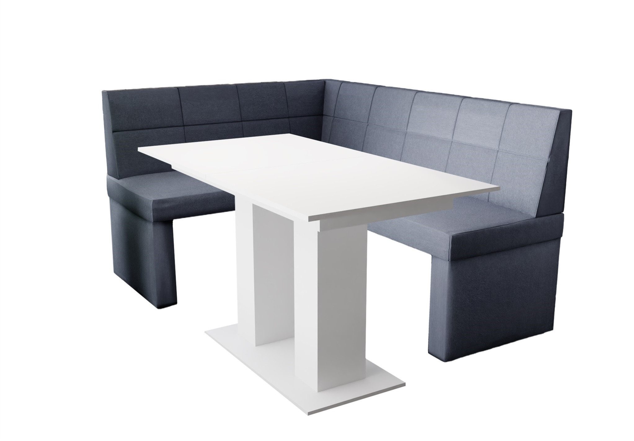 Fun Möbel Eckbankgruppe Eckbankgruppe „BLAKE XL“ Größe 196x142cm mit Tisch Weiß matt, ausziehbarer Tisch