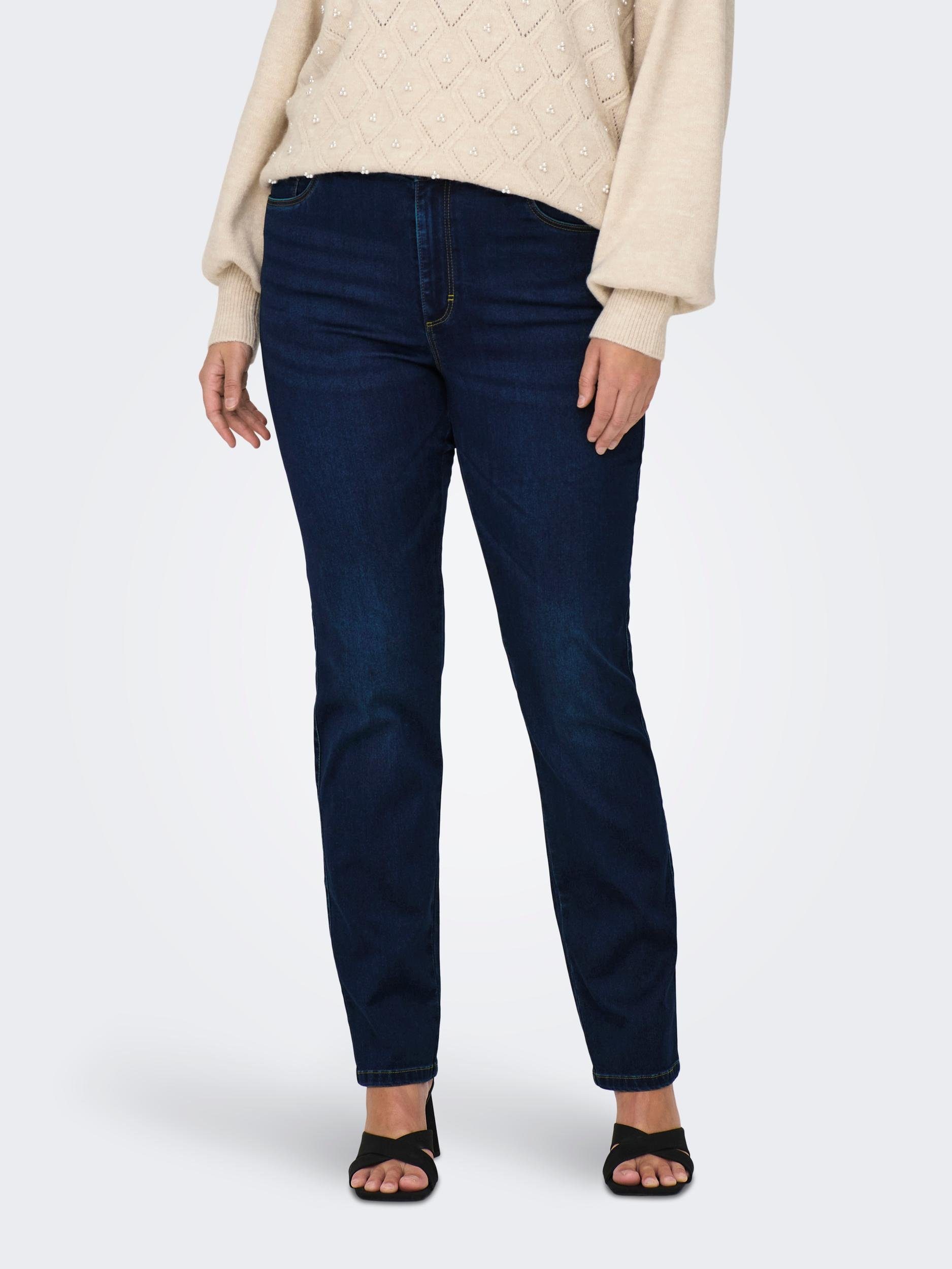 ONLY CARMAKOMA High-waist-Jeans CARAUGUSTA HW STRAIGHT DNM BJ61-2 NOOS,  Elastischer Materialmix mit Baumwolle und recyceltem Polyester
