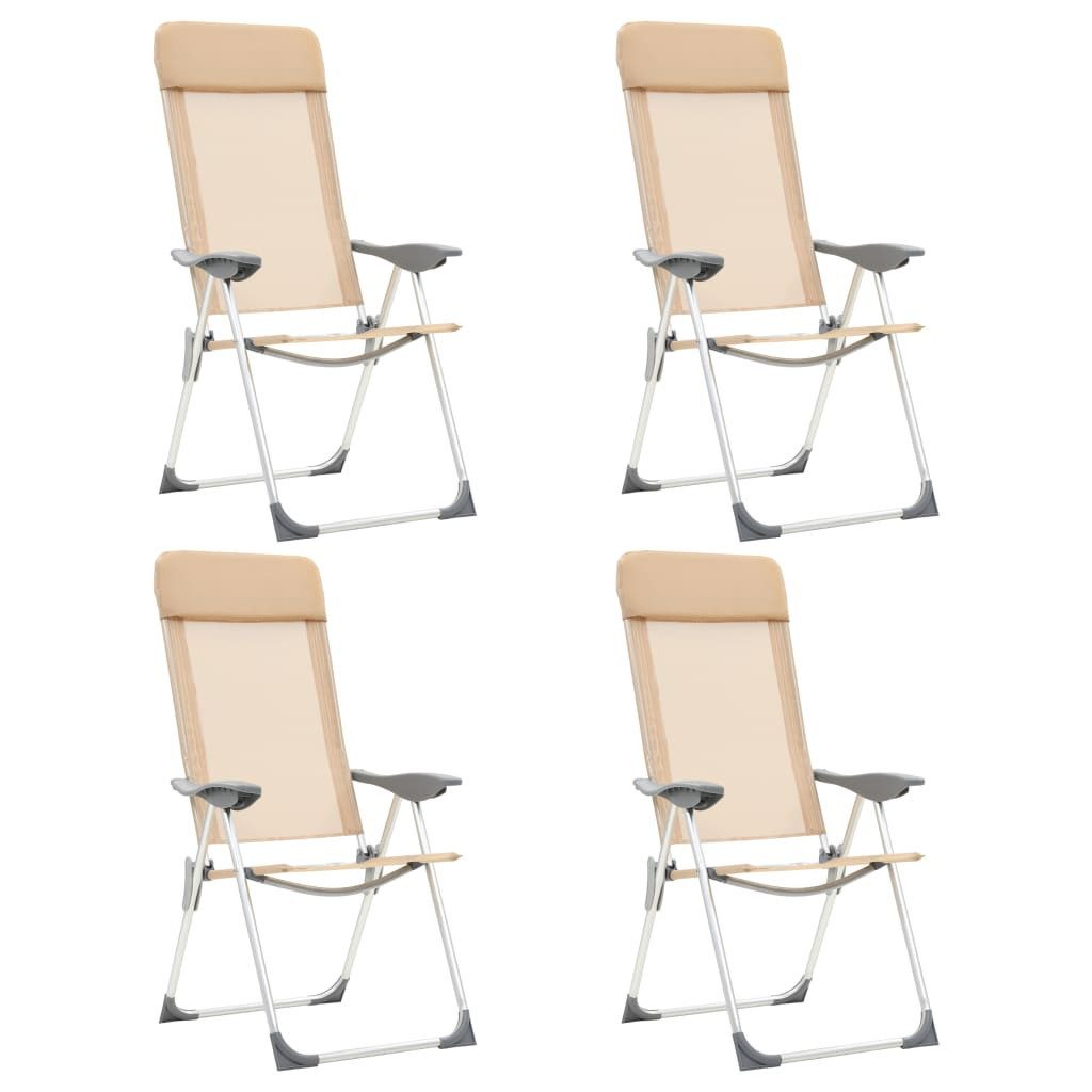 vidaXL Campingstuhl Klappbare Campingstühle 4 Stk. Aluminium Creme (4 St)