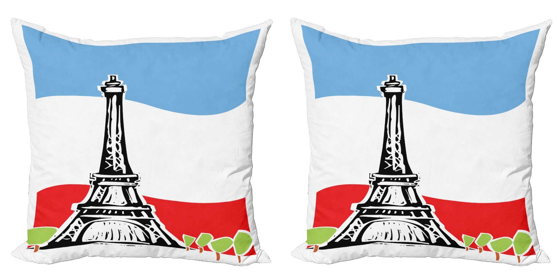 Kissenbezüge Modern Accent Doppelseitiger Digitaldruck, Abakuhaus (2 Stück), Eiffelturm Berühmtes Französisch