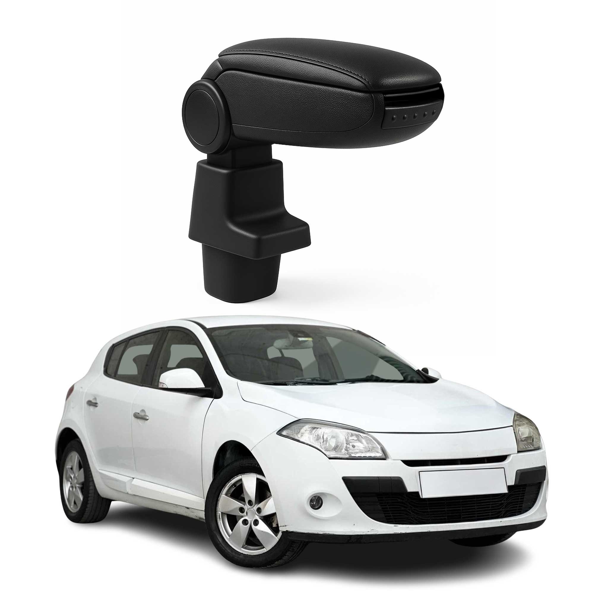 OMAC Armlehne Mittelarmlehne für Renault Megane 2008-2015 PU-Leder ABS Schwarz, Langlebig,Multifunktional,Einfache Installation