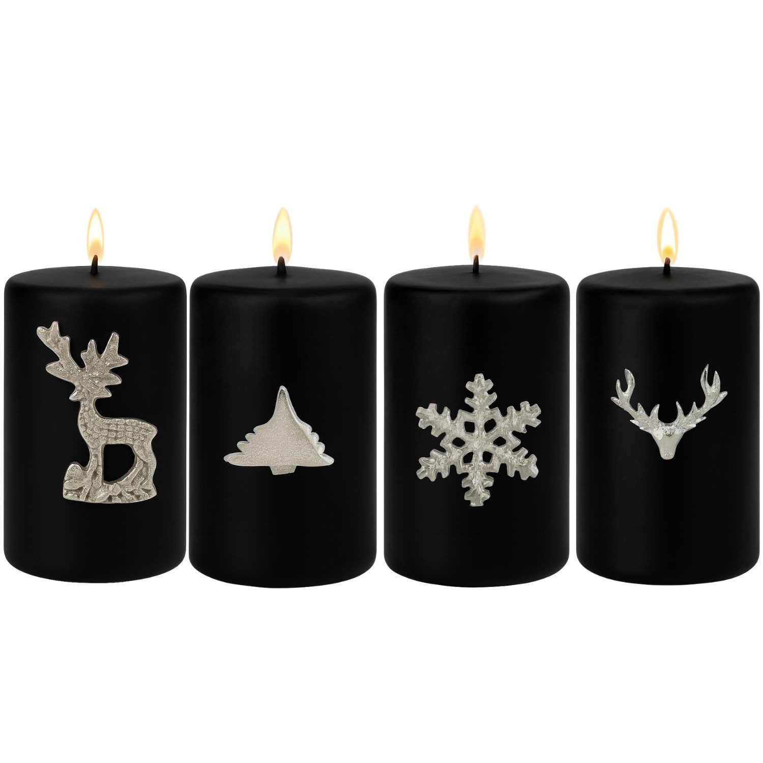 Marrakesch Orient & Mediterran Interior LED-Kerze 4er Set Kerzenpin Caloge FHIB 6cm Silber, Boho Kerzenstecker Deko (4-tlg), Handarbeit