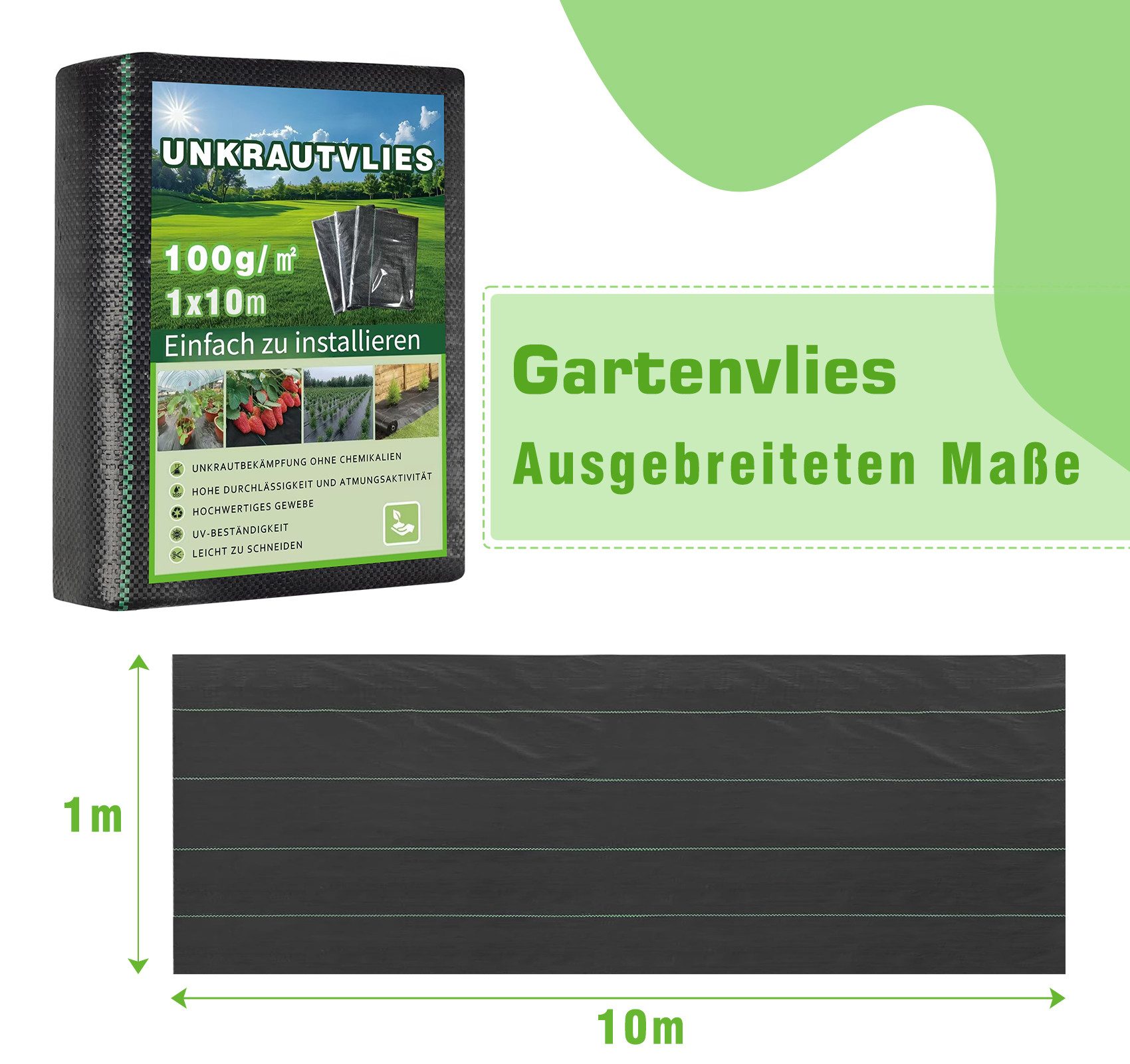 ElitVita Unkrautvlies 1*10/50m Gartenvlies, Zuschneidbar, UV-Schutz, günstig online kaufen