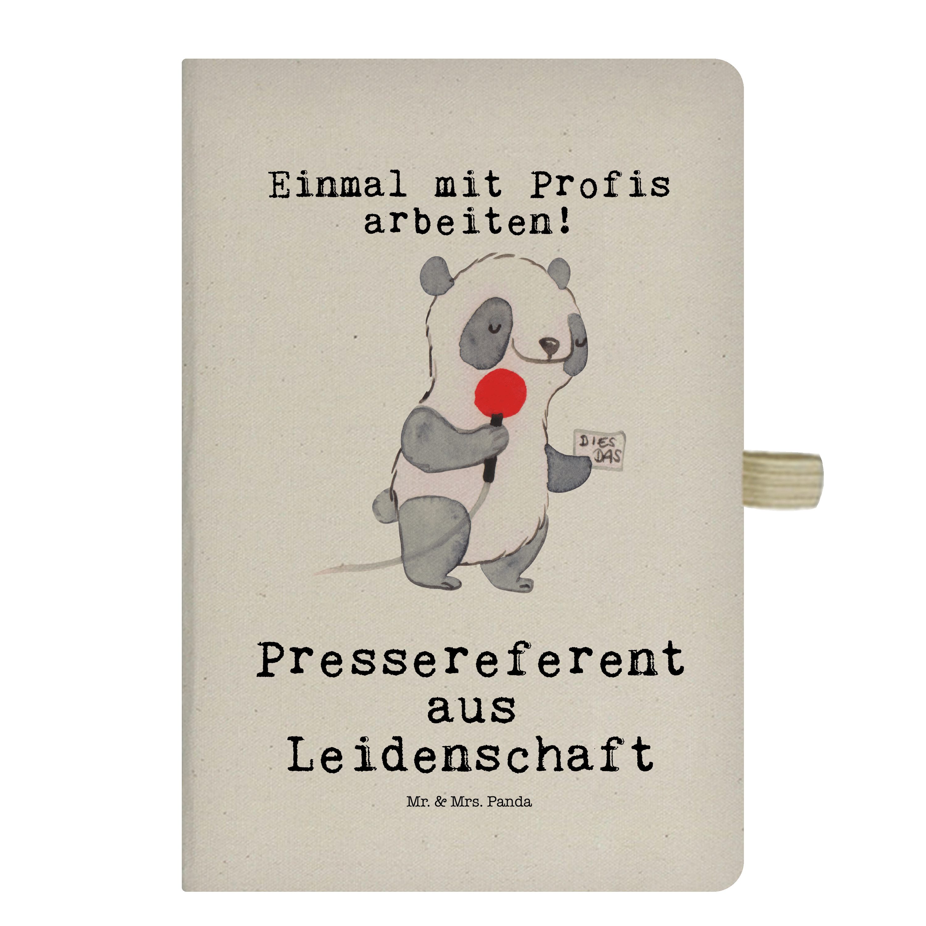 Mr. & Mrs. Panda Notizbuch Pressereferent aus Leidenschaft - Transparent - Geschenk, Abschied, P Mr. & Mrs. Panda