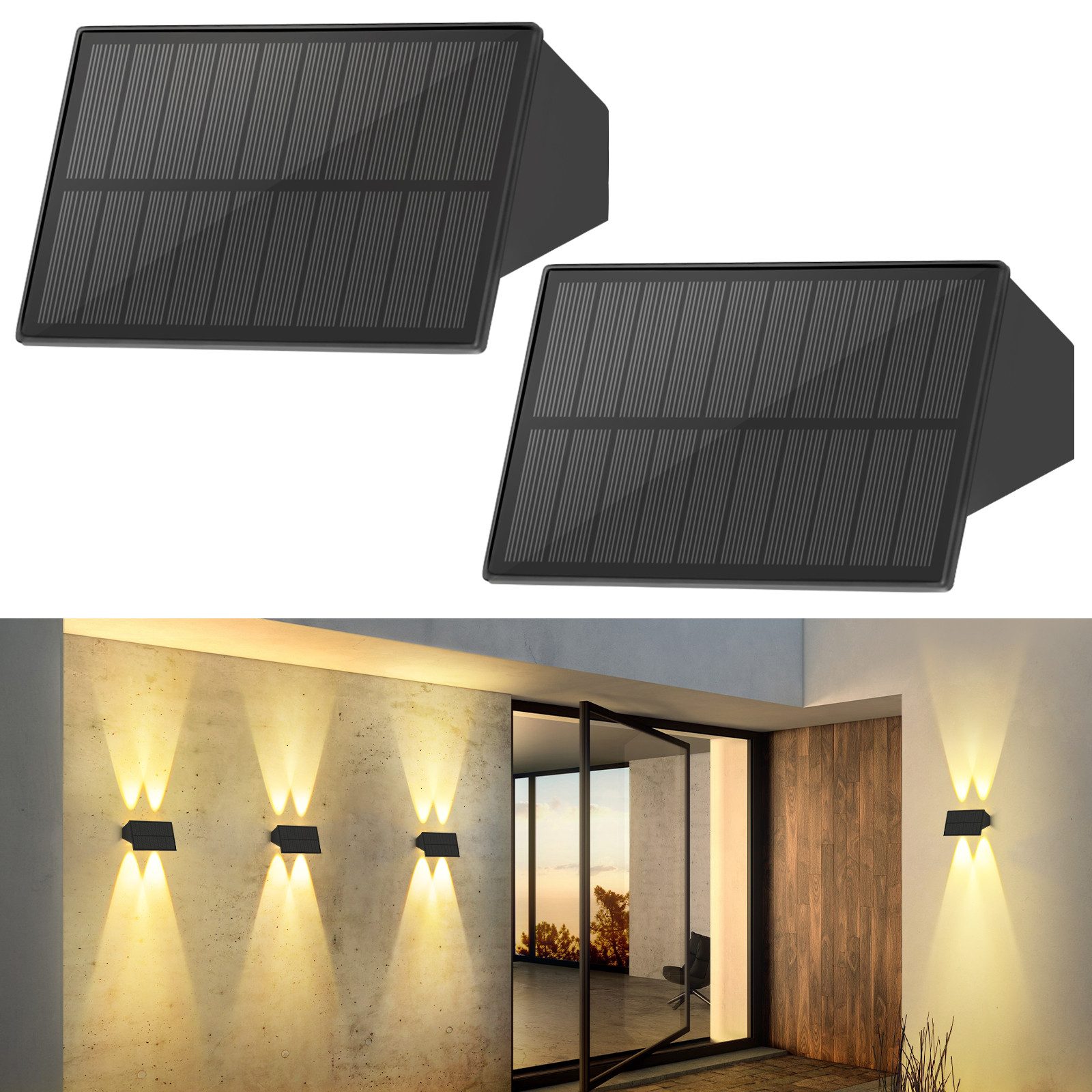 ZMH Außen-Wandleuchte 1/2/4 Wandlampe Warmweiß 3000K Solarlampen Up And Dow günstig online kaufen