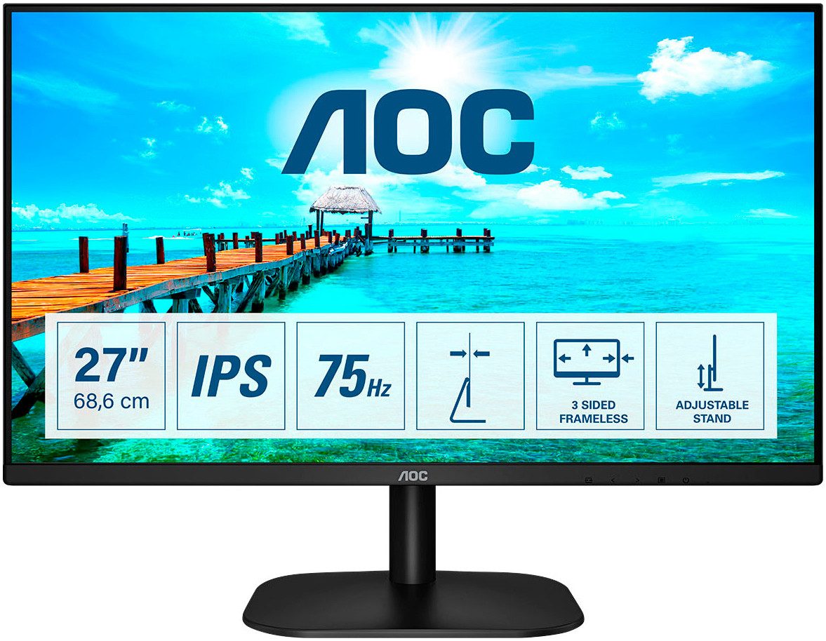 AOC 27B2DA LED-Monitor (69 cm/27 ", 1920 x 1080 px, Full HD, 4 ms Reaktionszeit, 75 Hz, IPS)