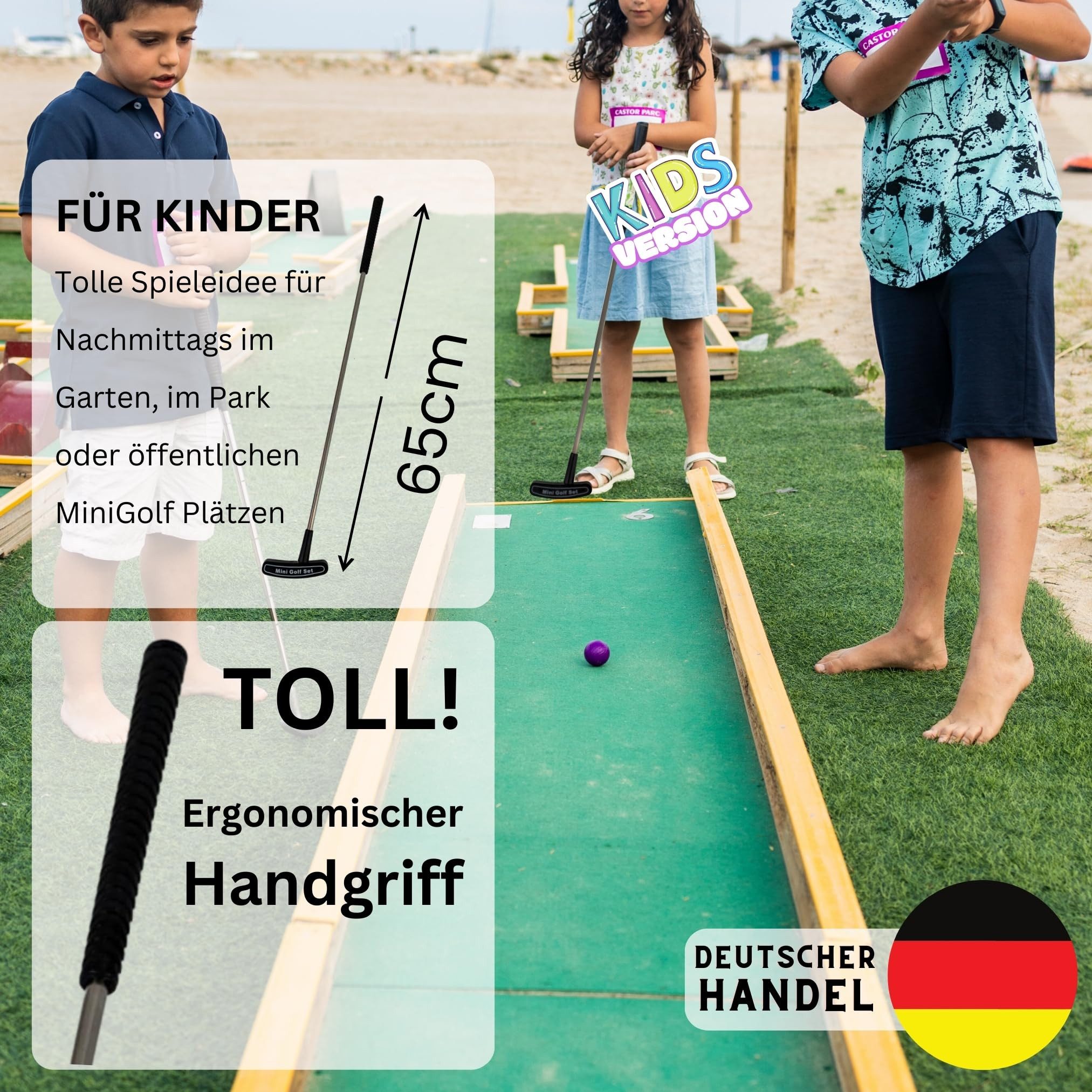 TronicXL Minigolfschläger Kinder Minigolf Set 2X Schläger 8 Bälle Mini Golf MiniGolfschläger, 12-tlg., für Kinder, für Linkshänder, für Rechtshänder