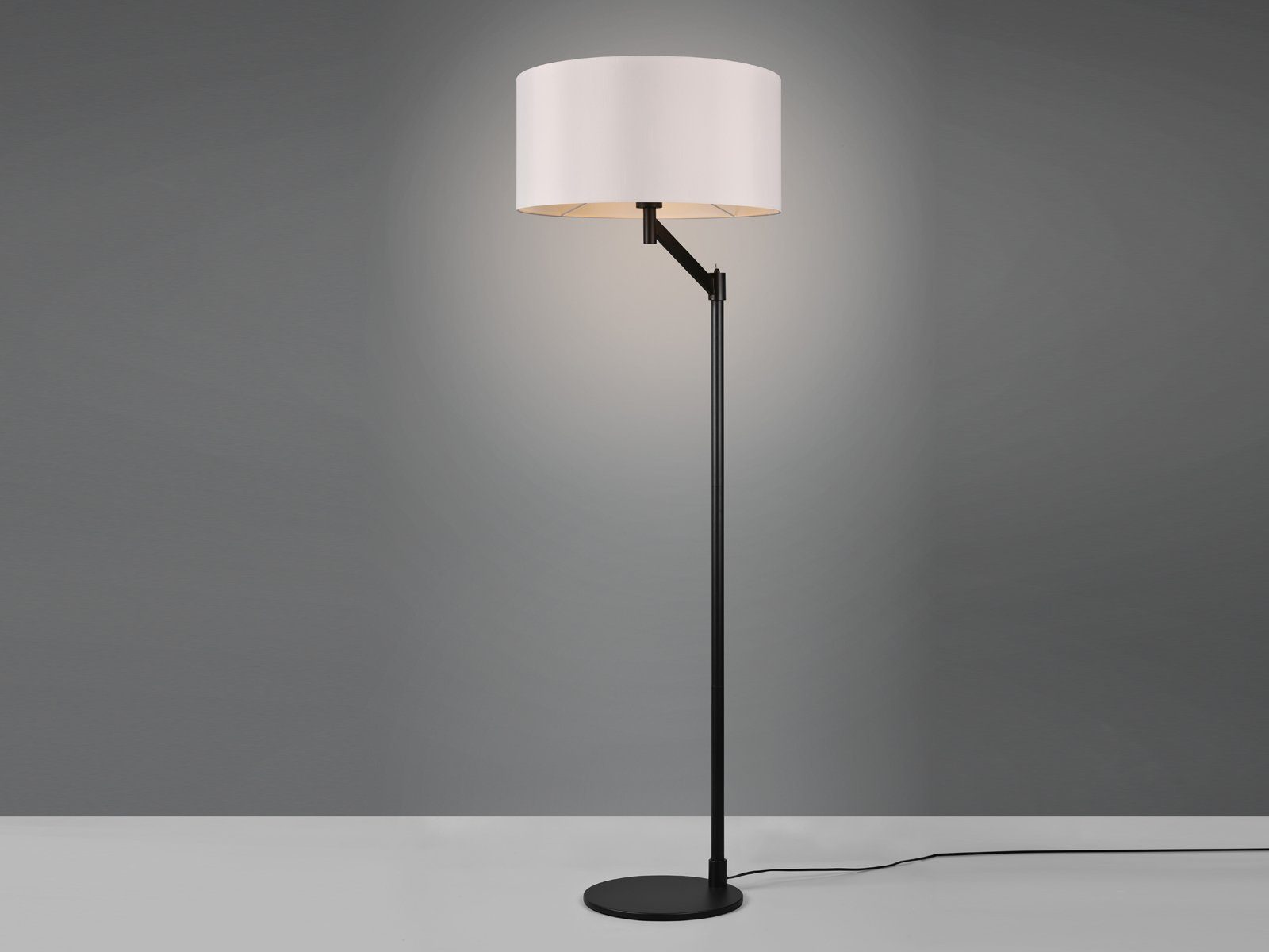 matt / Weiß LED meineWunschleuchte Stehlampe, Höhe 158cm Schwarz Stoff Schwarz wechselbar, Bauhaus groß Lampenschirm-e Warmweiß, LED Design-klassiker,