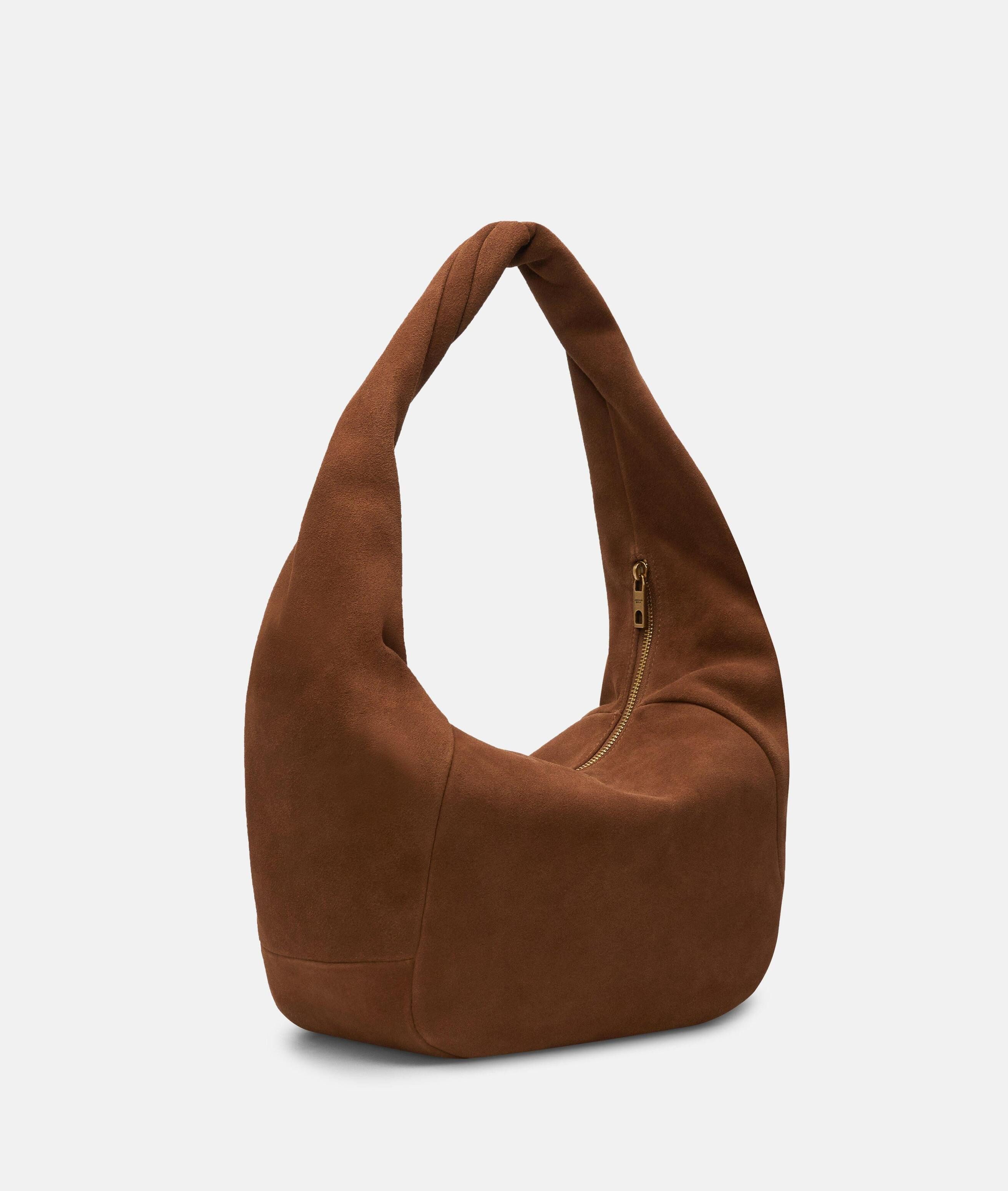 Liebeskind Berlin Schultertasche Farrah II Hobo M, Geräumige Schultertasche aus weichem Veloursleder