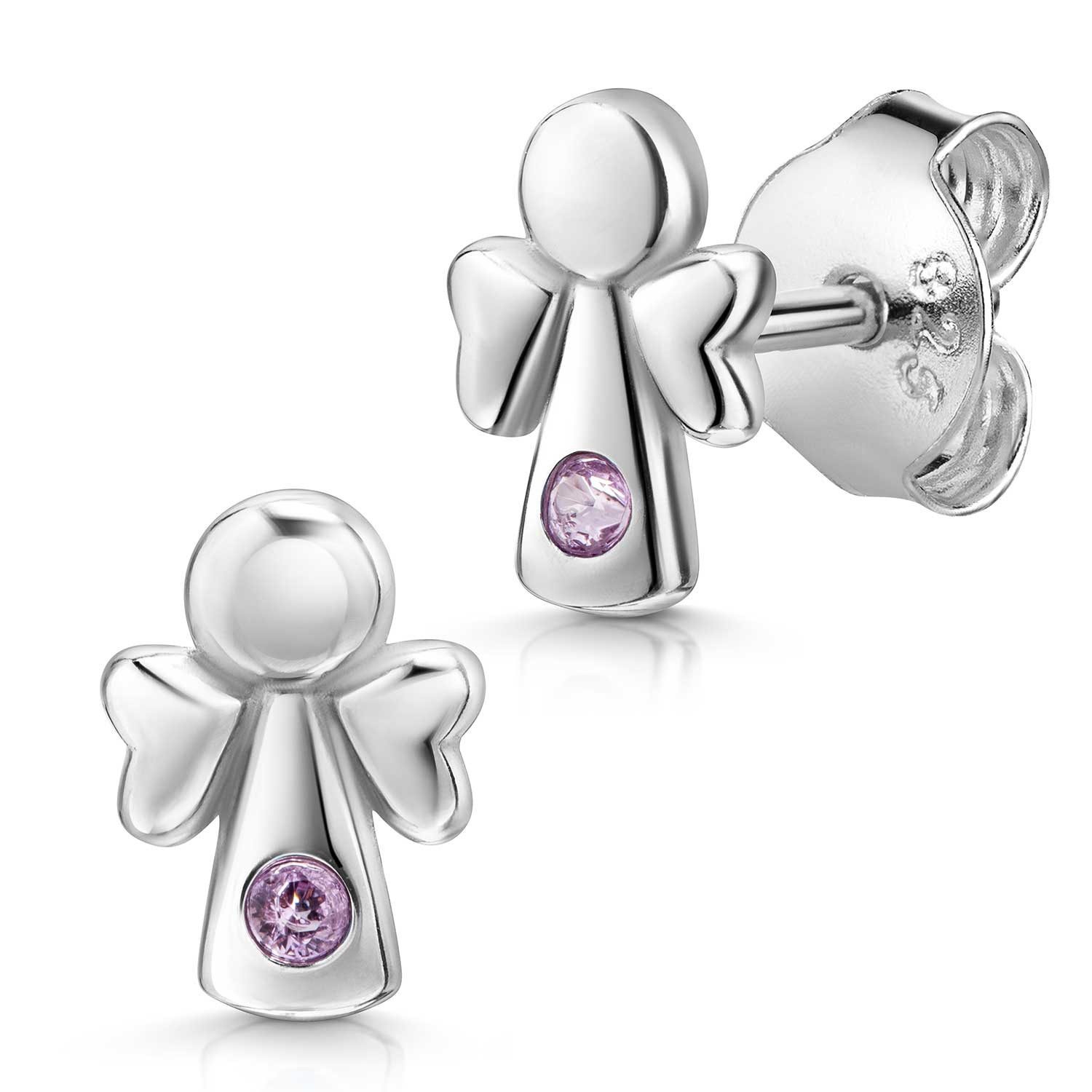 Paar Ohrstecker Schutzengel Ohrringe Kinder Zirkonia rosa SO-205