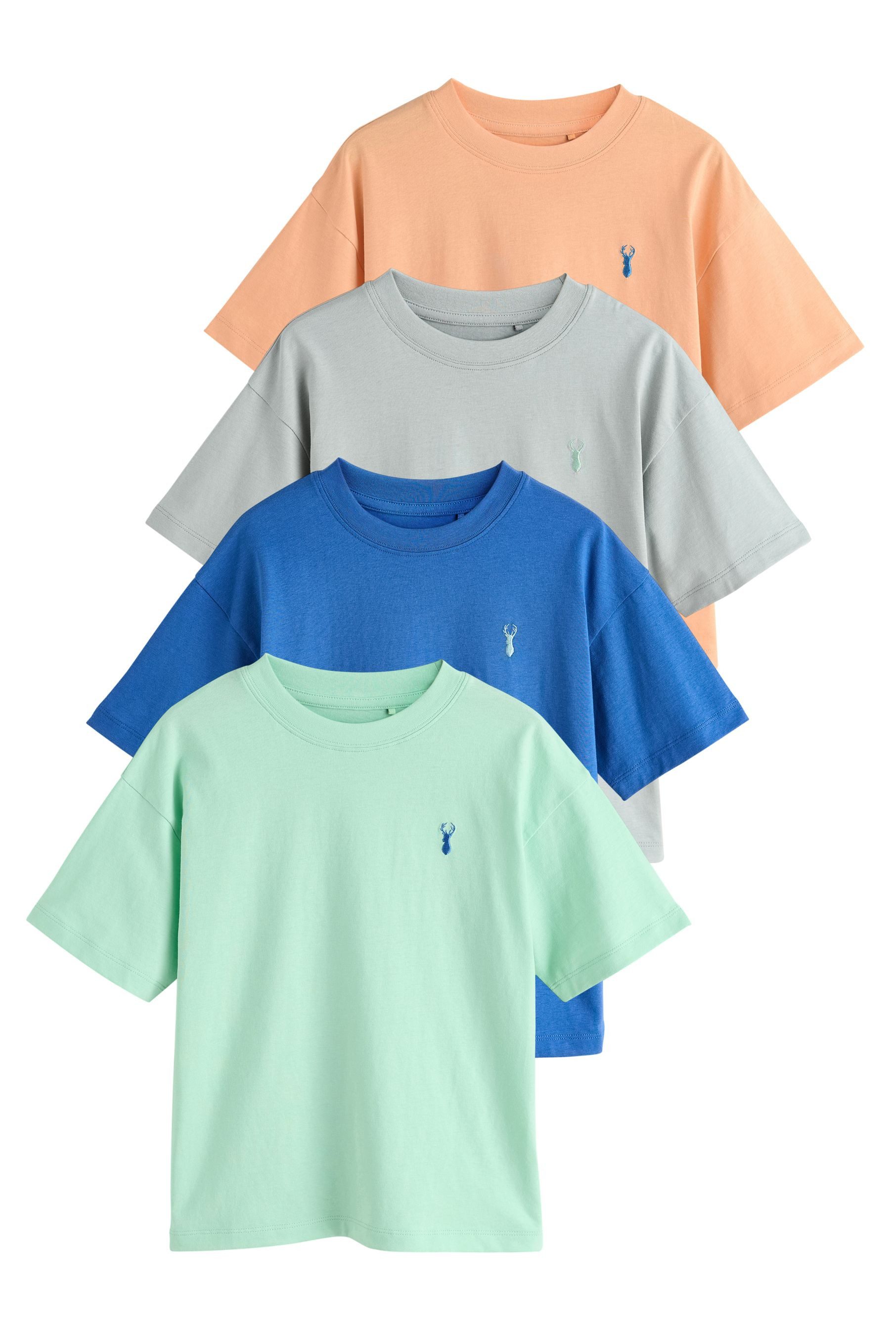 T-Shirt Relaxed Fit T-Shirts aus 100 % Baumwolle, 4er-Pack