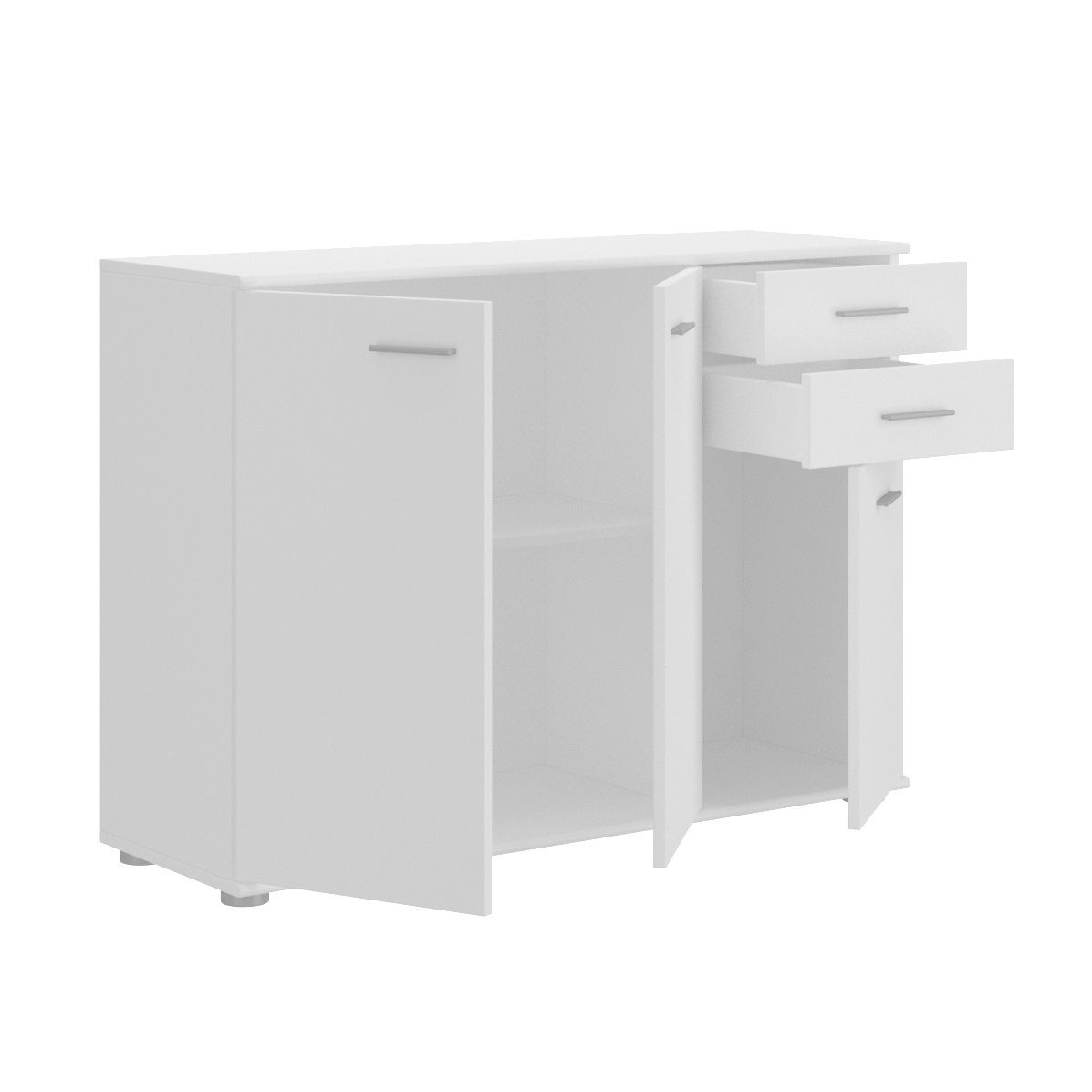 Weiß x Midos, Kommode 2 x H75 B106 mit Türen cm Schubladen Furnix und T35 3 Sideboard