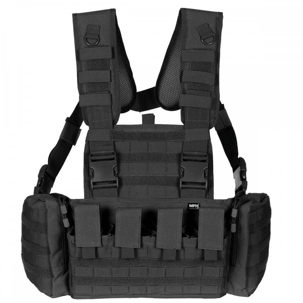 MFH Funktionsweste Professional Chest Rig, Mission, schwarz mit Modularsystem