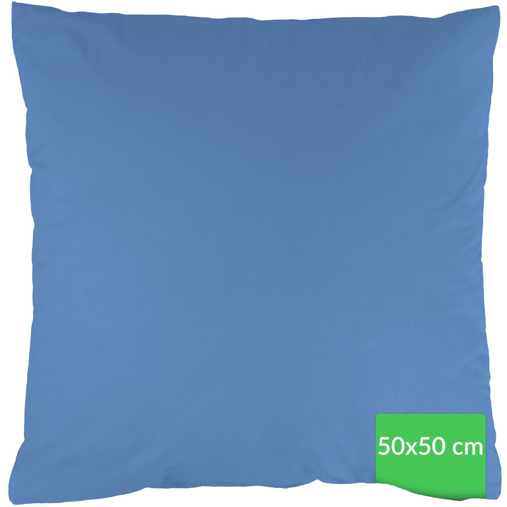 Kisska Kissenbezug LUNA Kissenüberzug Sofakissenbezug Kopfkissenbezug, (1 Stück), Atmungsaktiv, aus Baumwolle 50x50 Blau