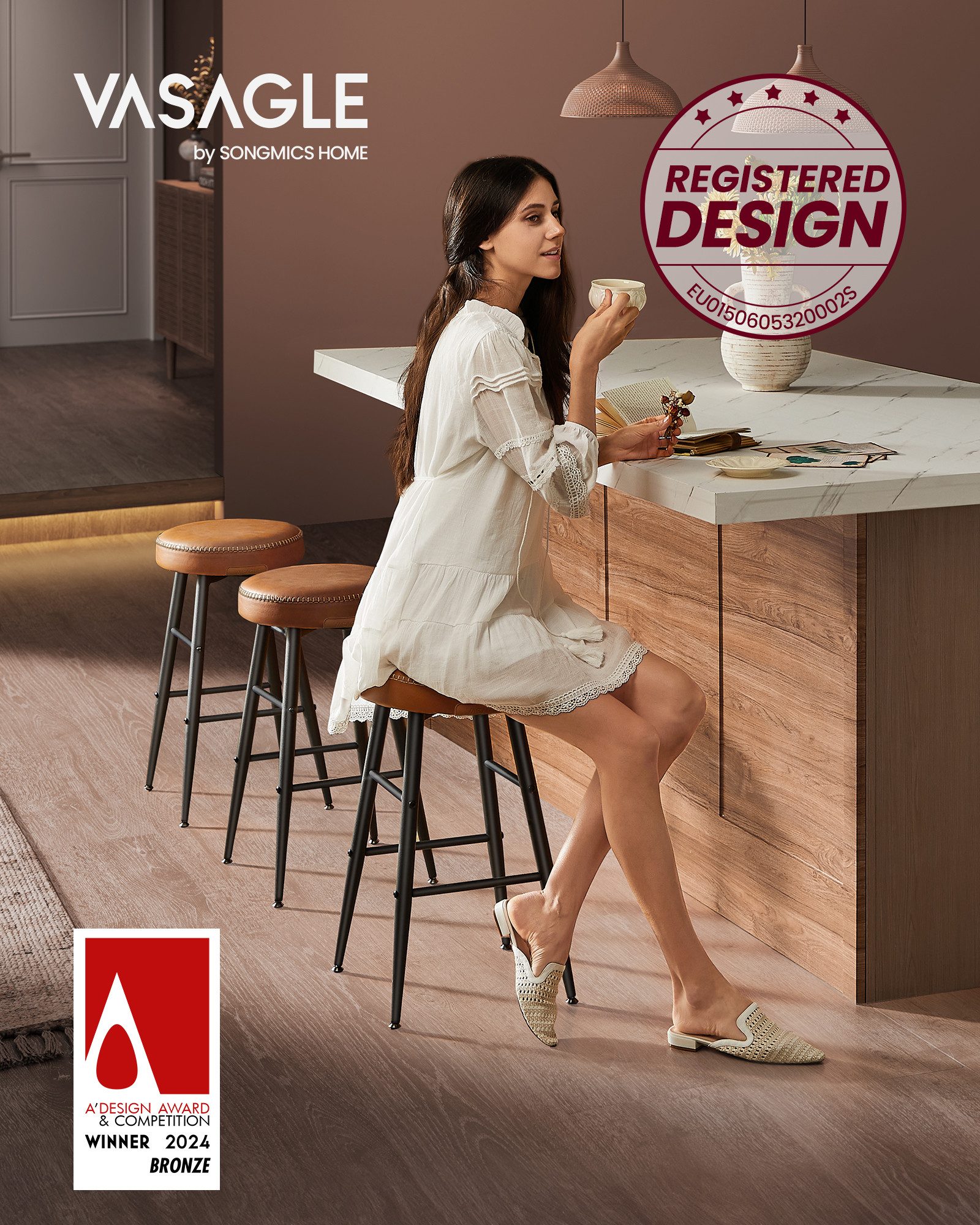 VASAGLE Barhocker (2 St), Kunstleder, 120kg belastbar, zwei Höhen günstig online kaufen