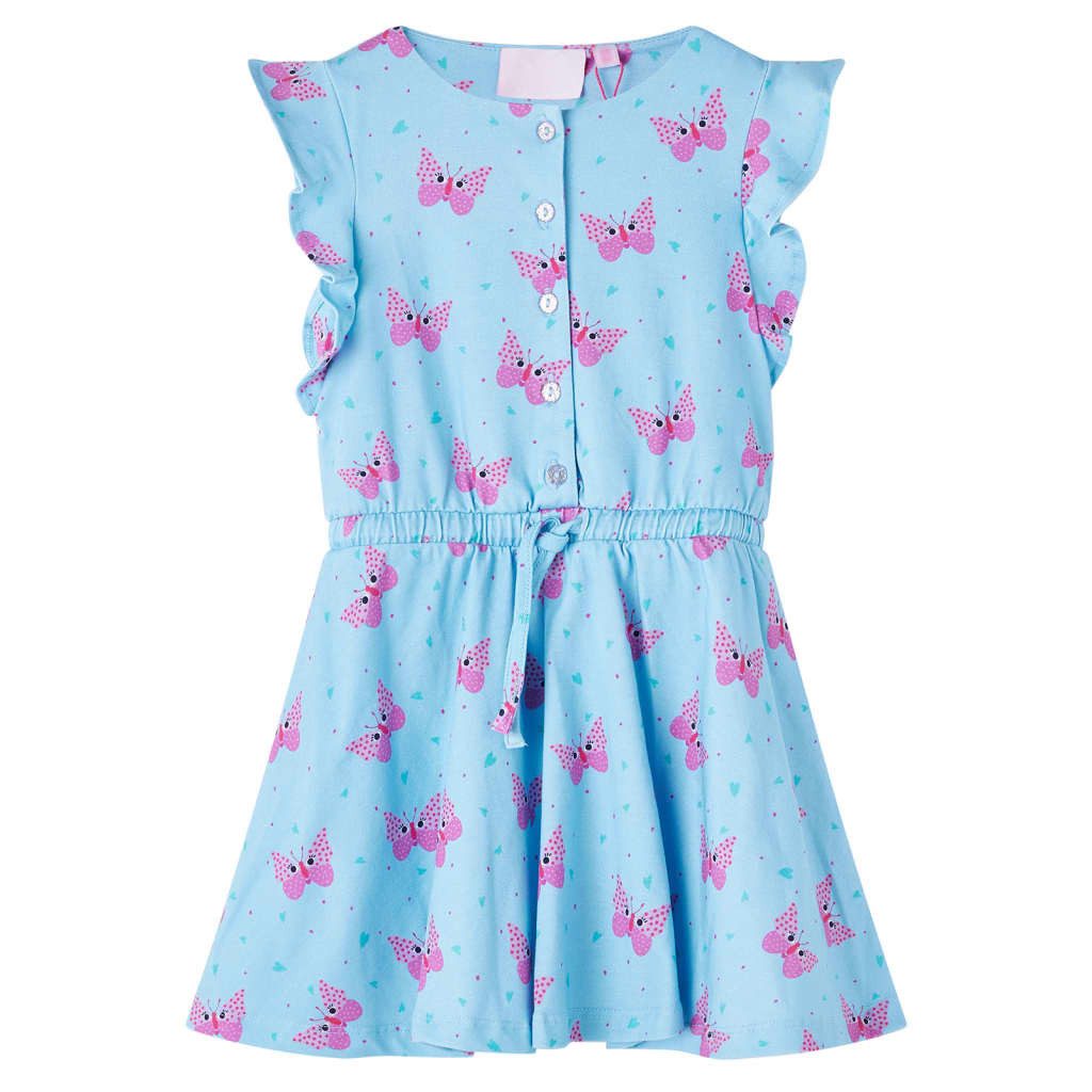 Druckkleid Kinderkleid mit Knöpfen Ärmellos Blau 128