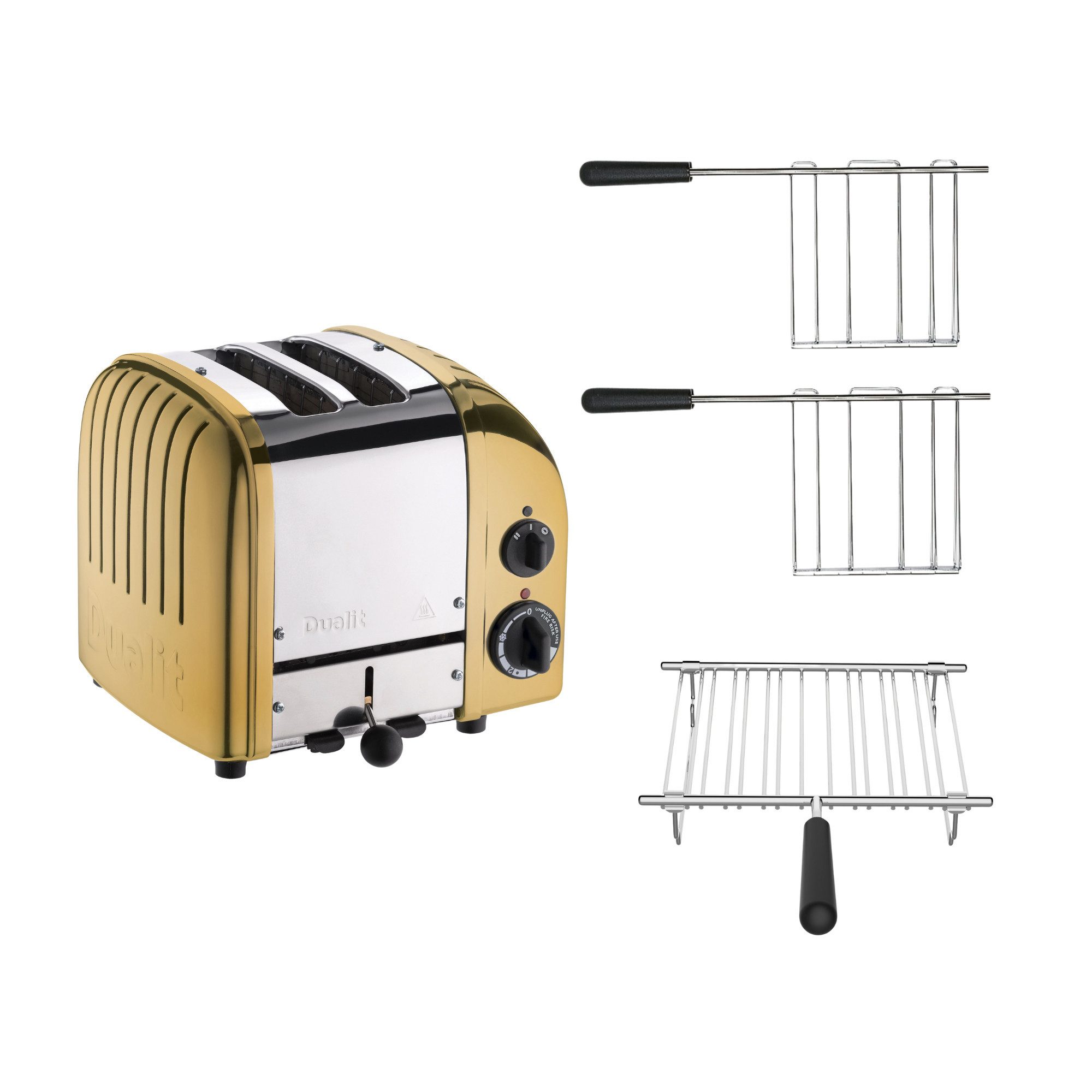 Dualit Toaster Dualit Paket 3, 2er Toaster mit Brötchenaufsatz und 2 Sandwichzangen