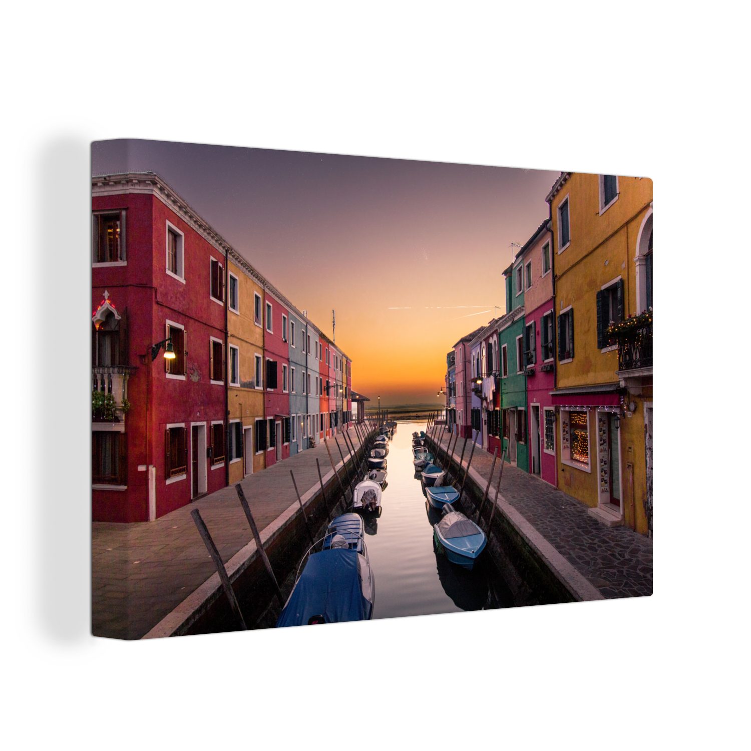 OneMillionCanvasses® Leinwandbild Italien Leinwandbilder, 30x20 St), - Wandbild Wasser, Wanddeko, Haus (1 cm - Aufhängefertig