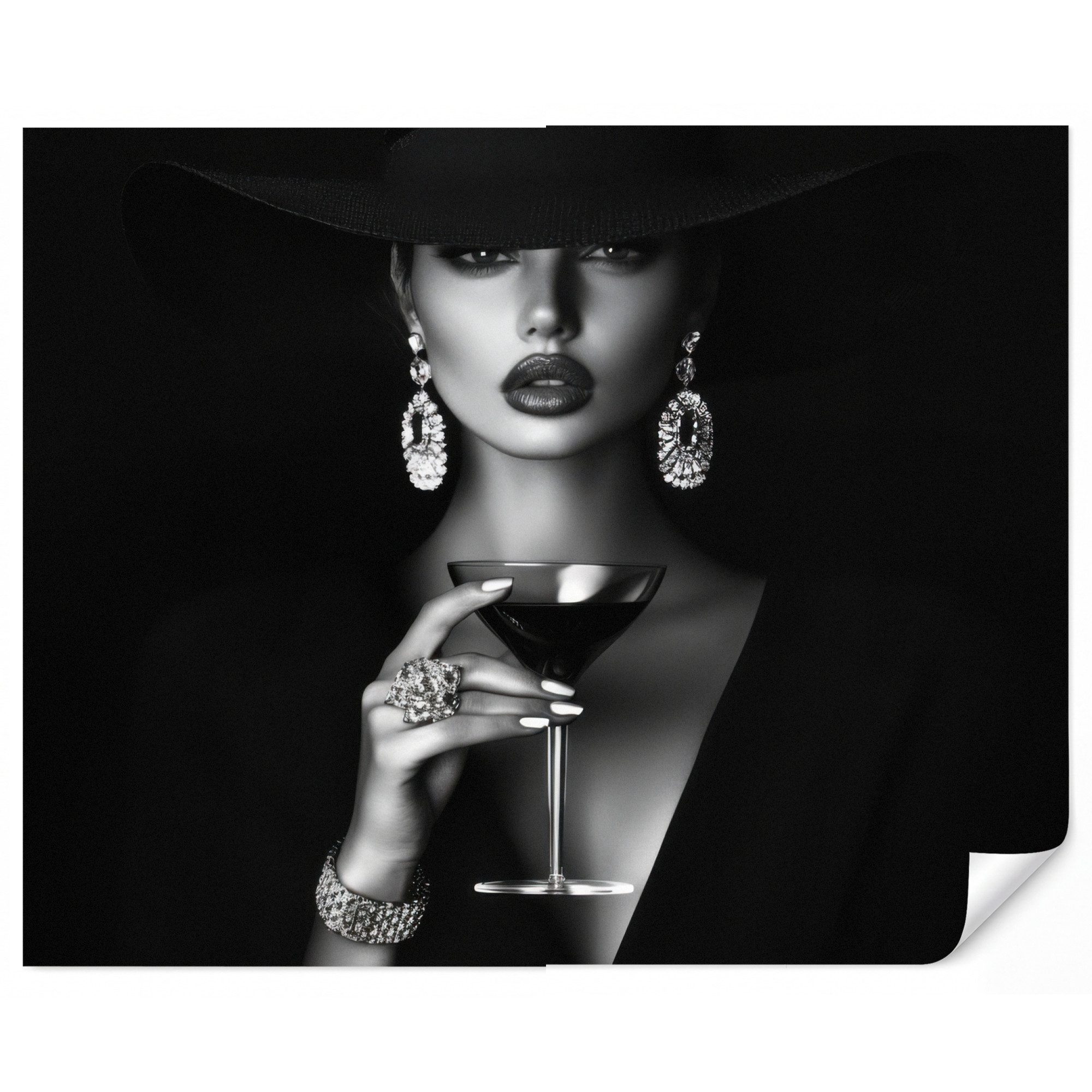OnlyWow Fototapete Frau - Cocktail - Schick, Matt, bedruckt, Wandtapete, Schlafzimmer, Vinyl Tapete 280x220cm