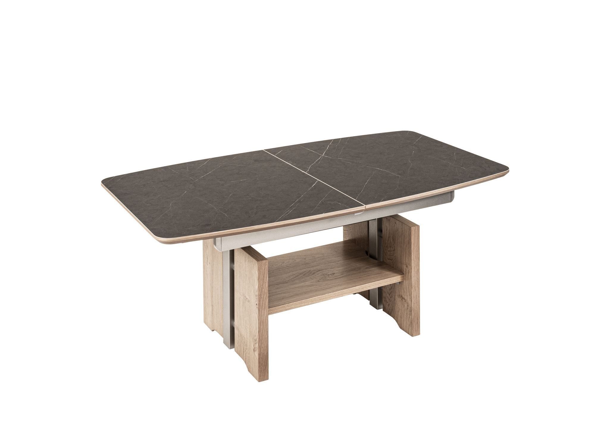 58 aufm Kessel Couchtisch Chad 120x70x54 höhenverstellbar;ausziehbar Wildeiche Bianco/Marmara (Sparset, Tisch inkl. Versand)