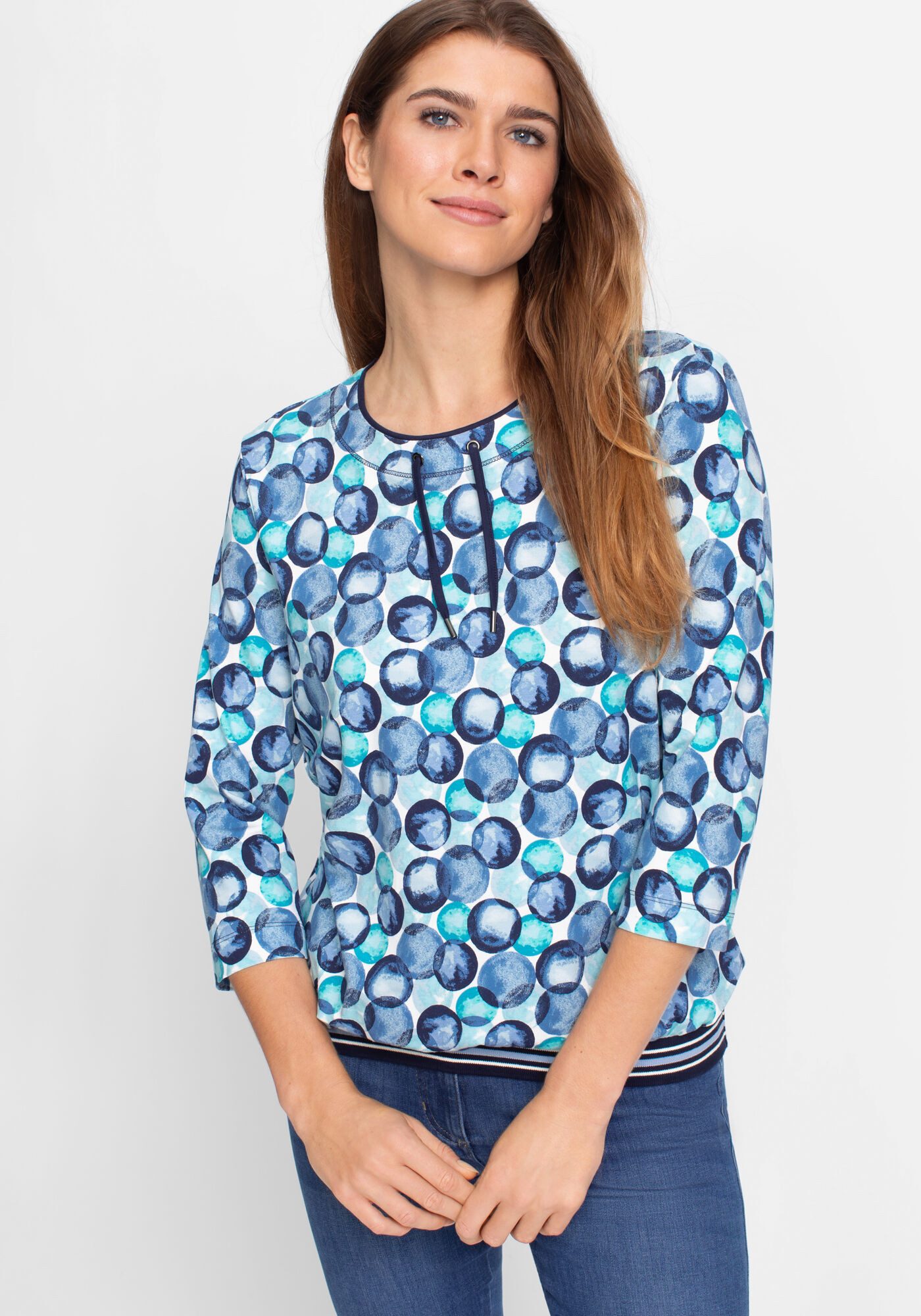 Olsen Rundhalsshirt (1-tlg) mit Bindeband am günstig online kaufen