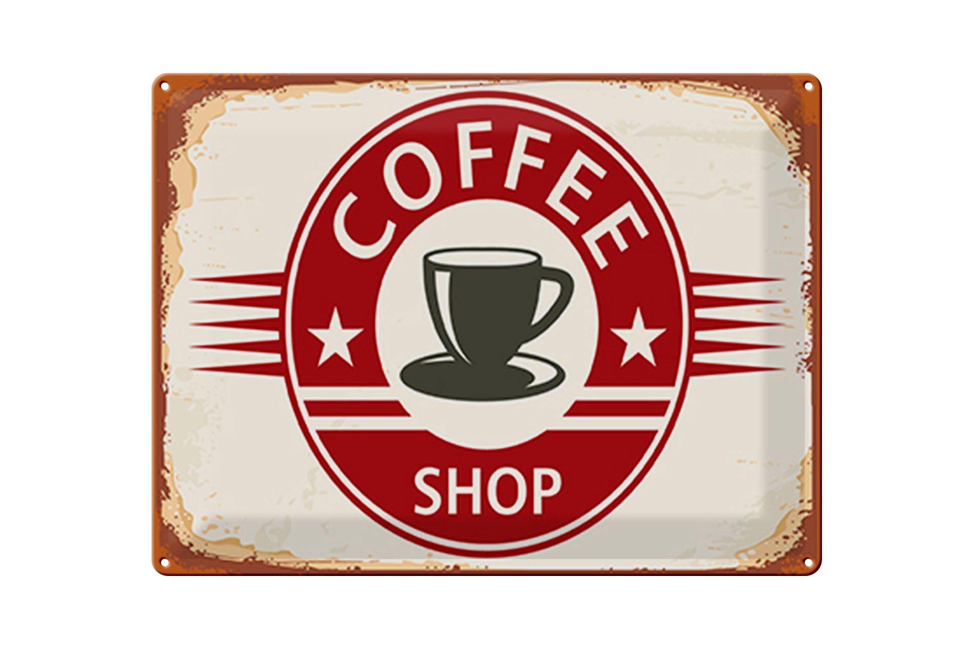 Metallschild Retro 40x30cm Coffee Shop Kaffee Tasse