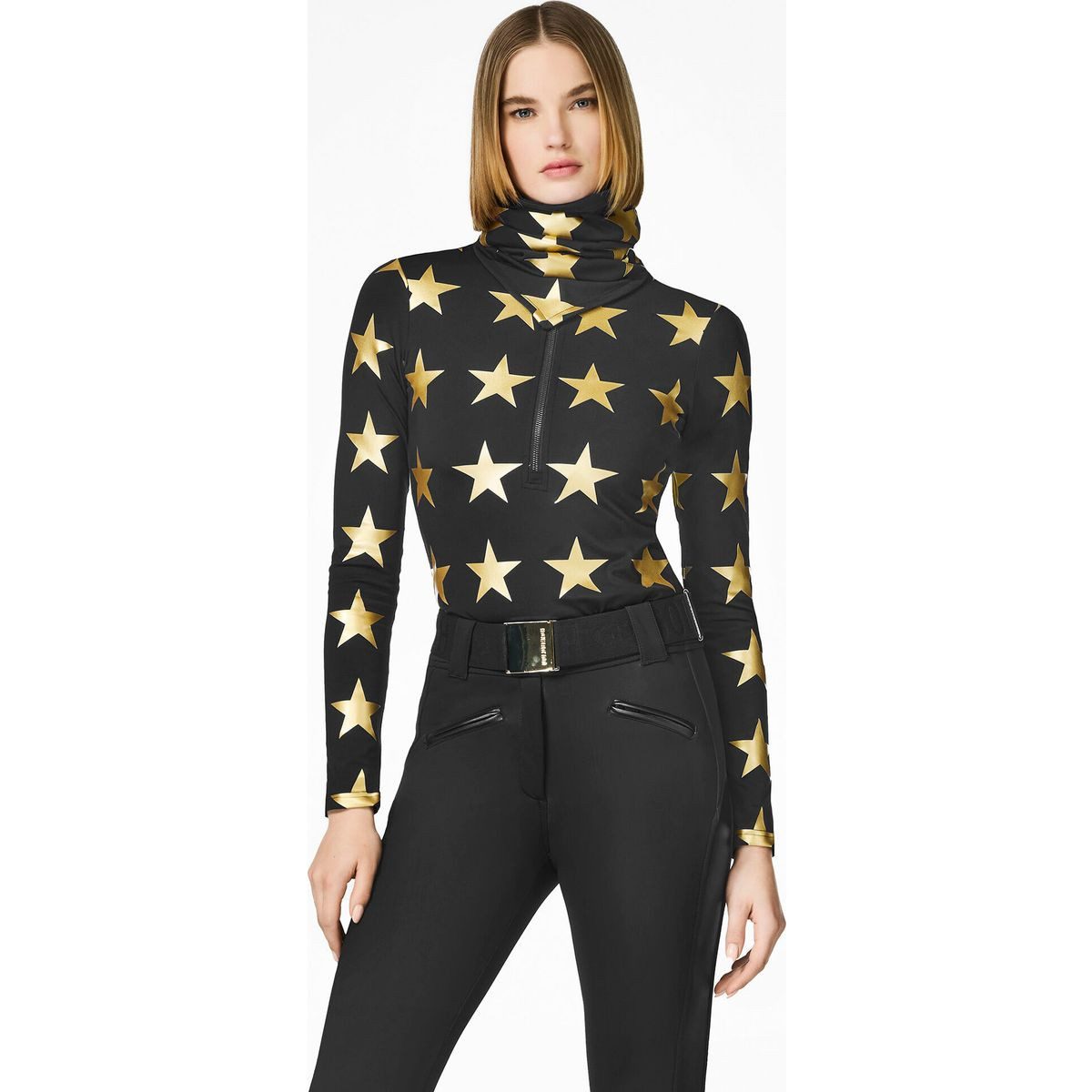 Goldbergh Kapuzenpullover Lunaria Ski Pully Eleganter Ski-Pully mit Denim-Optik und Swarovski-Kristallen für