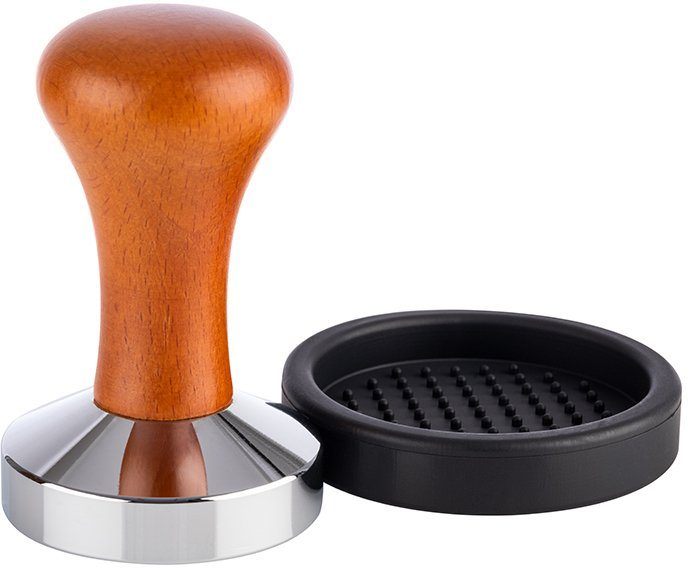 Buddy's Tamper Buddy´s Bar - Barista Edition, Premium, Kaffee Verdichter, rostfreier Edelstahl, Holzgriff