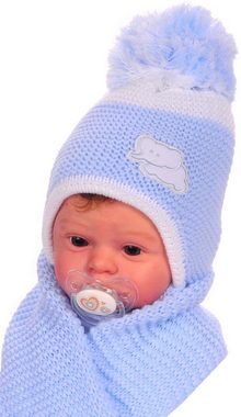 La Bortini Mütze & Schal Mütze und Schal Set für Neugeborene warm gefüttert 0-3Monate