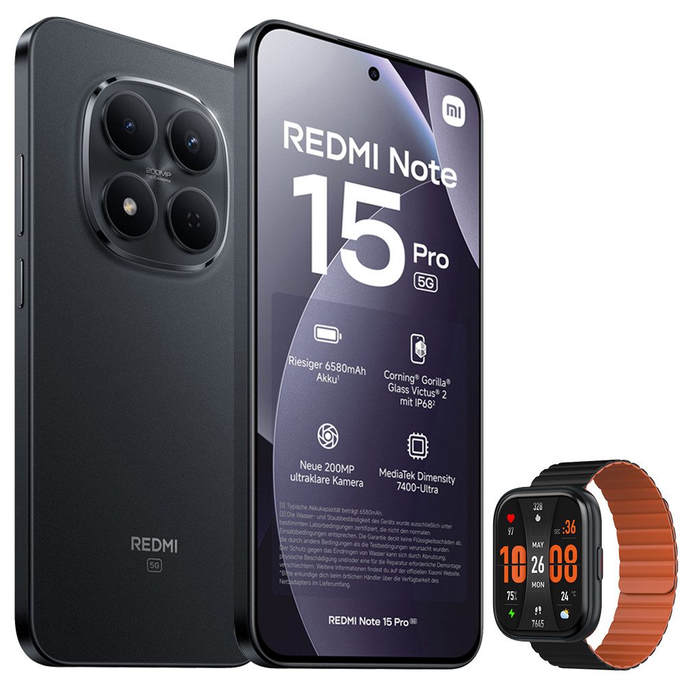 Xiaomi Redmi Note 15 Pro 5G 12+512GB Smartphone & Smartwatch Handy (200 MP Kamera)