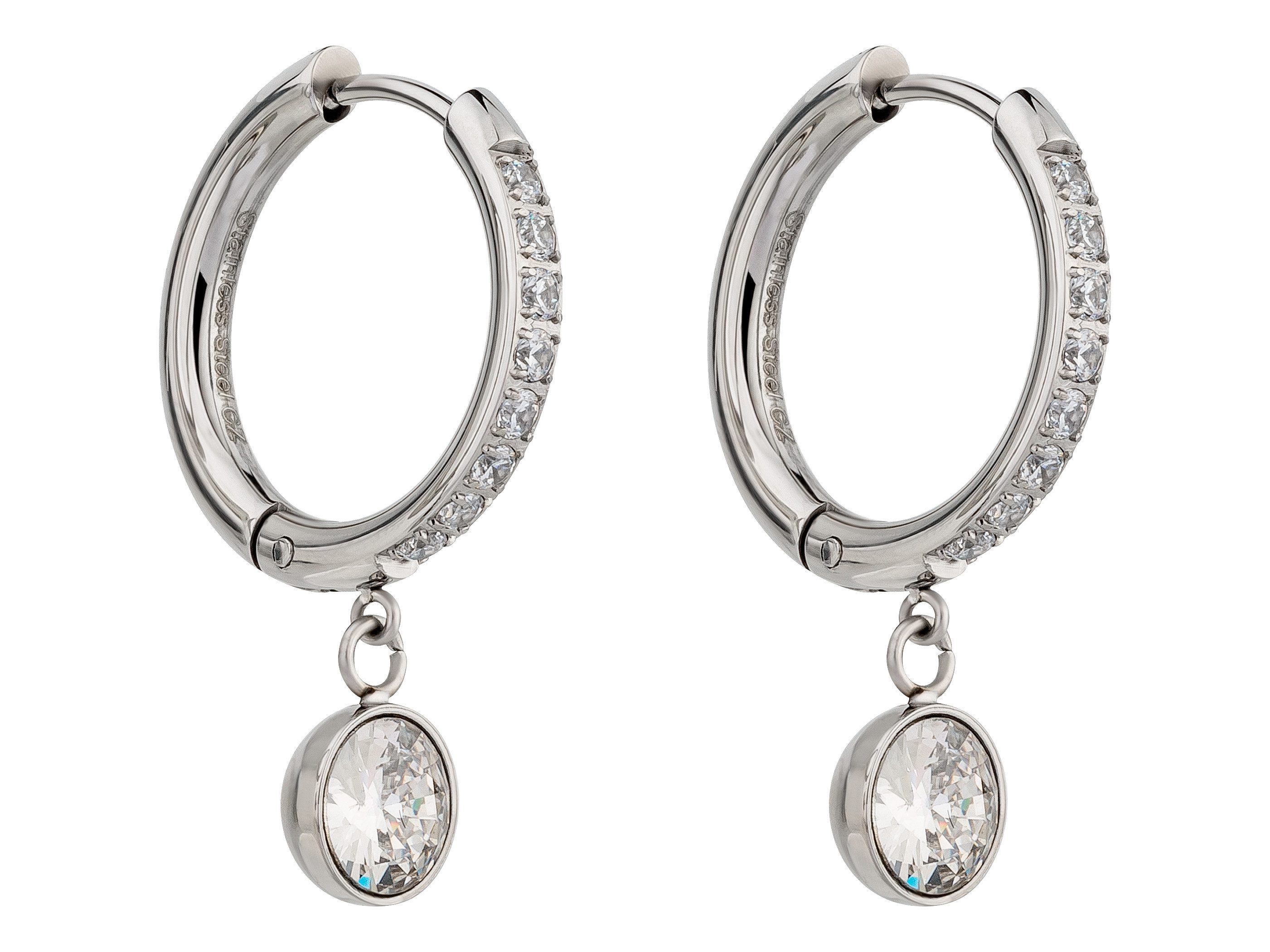 Brautkrone Paar Creolen Kreolen Ohrringe mit Zirkonia Gold Silber Ohrschmuck für Damen (Schmuckbox), Großer Zirkonia Anhänger