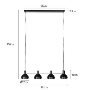 Lucande Hängeleuchte Mostrid, dimmbar, Leuchtmittel nicht inklusive, Design, Eisen, Schwarz matt, 4 flammig, E27, Design-Hängeleuchte