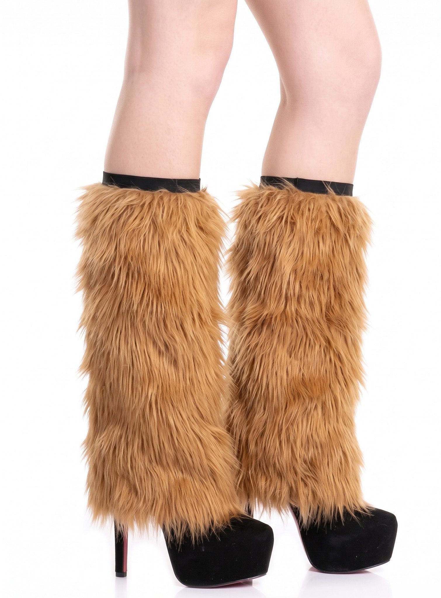 Metamorph Kostüm Fellstulpen braun, Flauschige Legwarmer aus farbigem ...