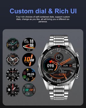 Lige Smartwatch (1,32 Zoll, Android iOS), Herren mit Telefonfunktion Militär IP67 Wasserdicht Intelligente Uhr