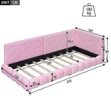 NMonet Polsterbett Daybett Tagesbett (16 Farben Umgebungslicht), Schlafsofa, Einzelbett, mit USB-Anschluss, Samt, 90x200cm