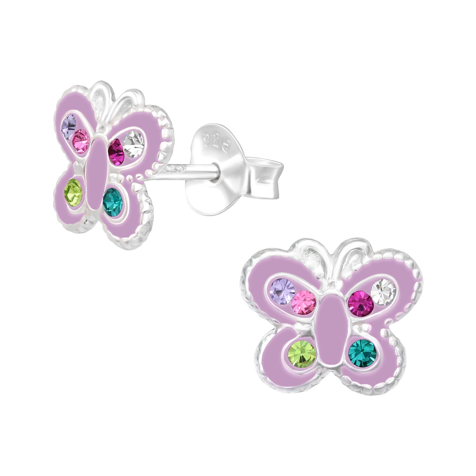 Paar Ohrstecker Kinder Ohrringe Schmetterling 925 Silber Mädchen Ohrstecker