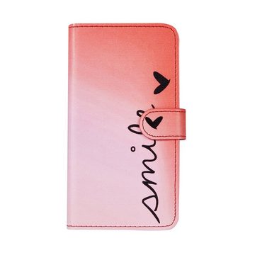 K-S-Trade Handyhülle für Xiaomi Mi Note 10 Lite, Schutzhülle Handyhülle Hülle cover bookstyle Etui ''smile'' rot