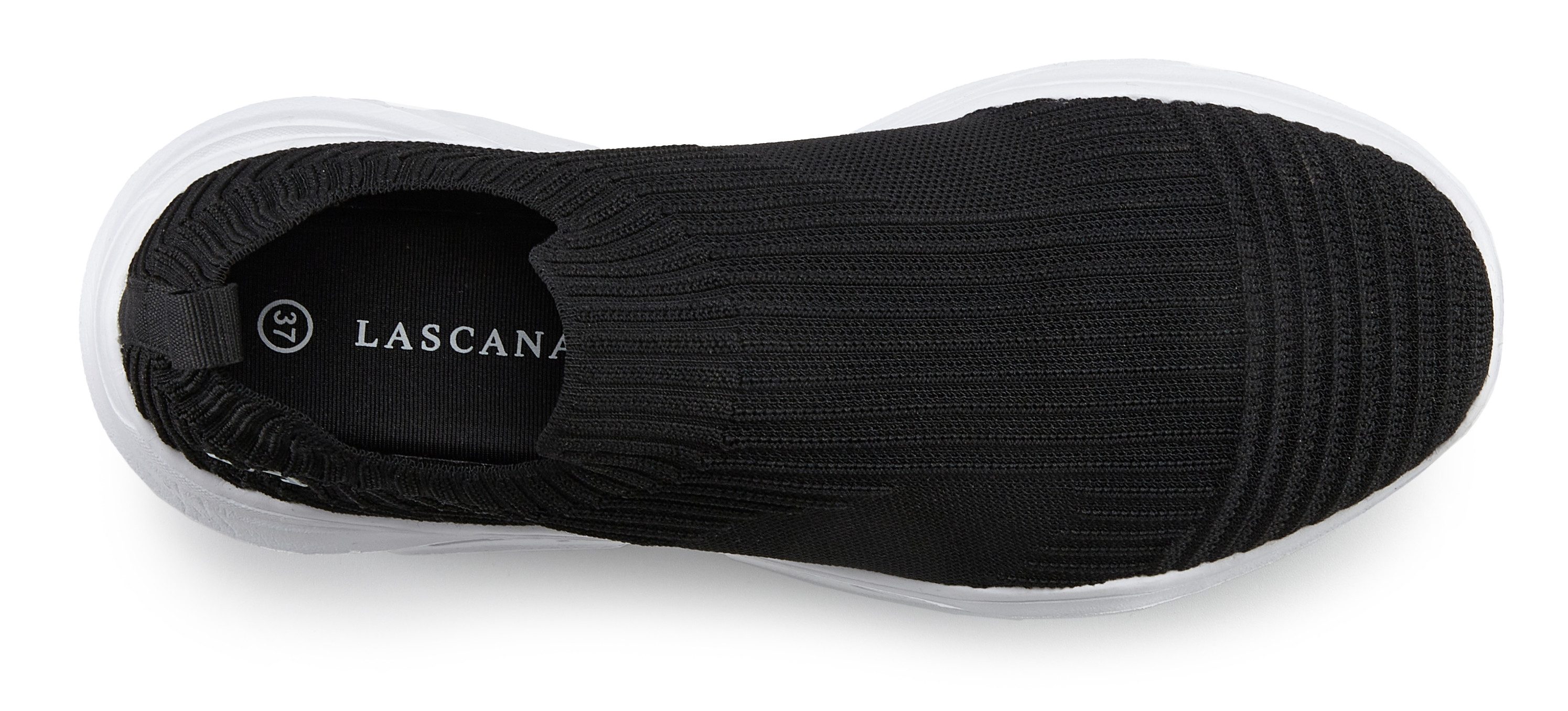 LASCANA Slip-On-Sneaker, Sneaker Halbschuh, Slipper, Freizeitschuh zum Reinschlüpfen VEGAN