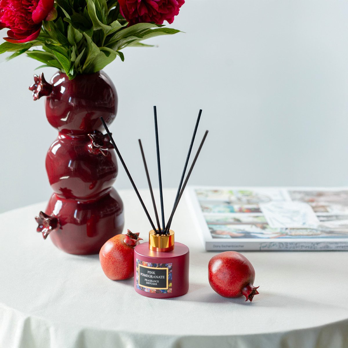 Duftkerze Raumduft Diffusor Granatapfel Duftstäbchen Glas 75ml – Aromatherapie