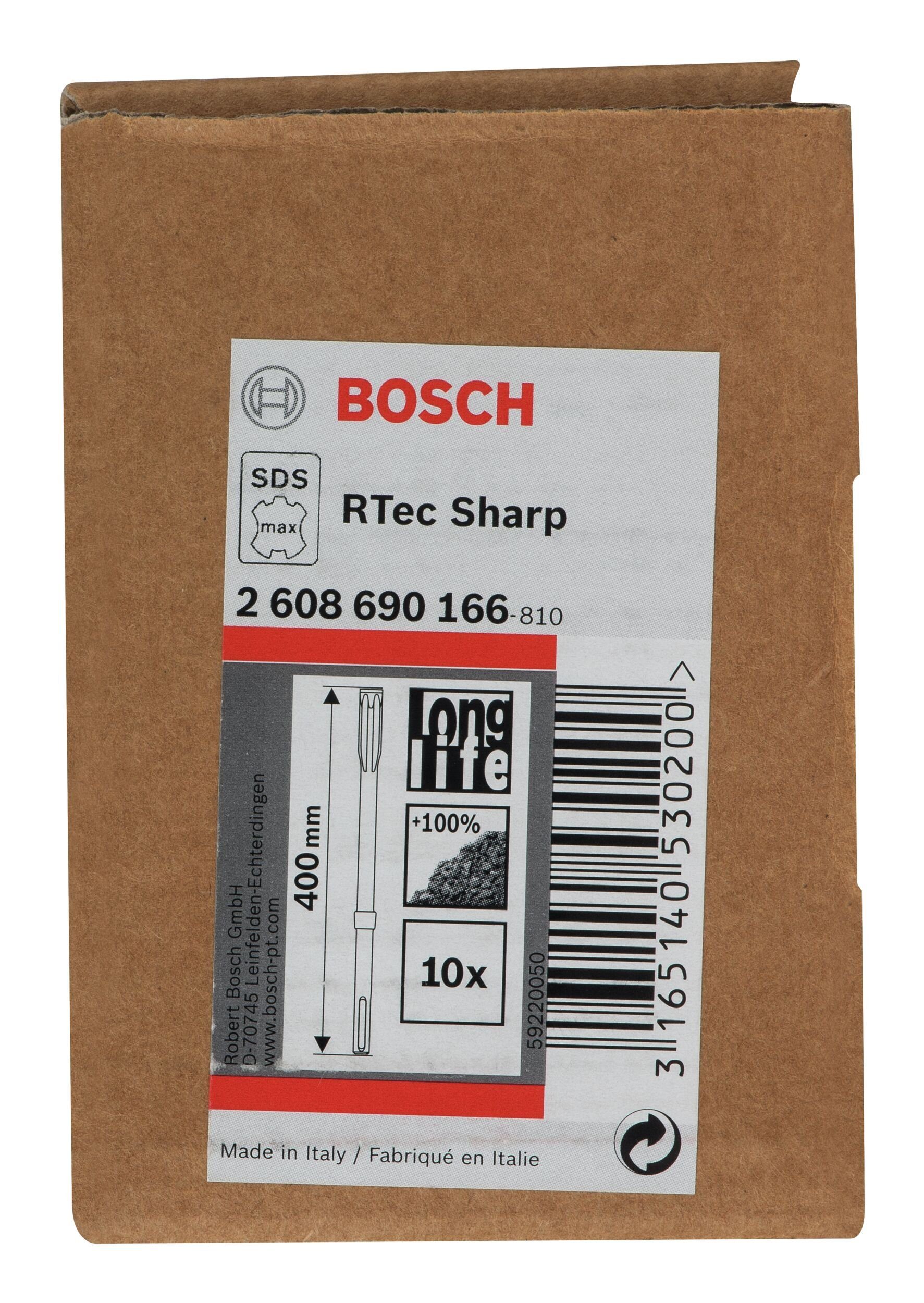 BOSCH Universalbohrer, SDS Flachmeißel mit Stück), - - 400 (10 RTec max-Aufnahme 10er-Pack Sharp mm