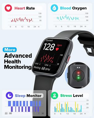 Aeac Smartwatch (1,7 Zoll, Andriod iOS), Damen Touchscreen Fitnessuhr Alexa 60 Sportmodi Wasserdicht uhr