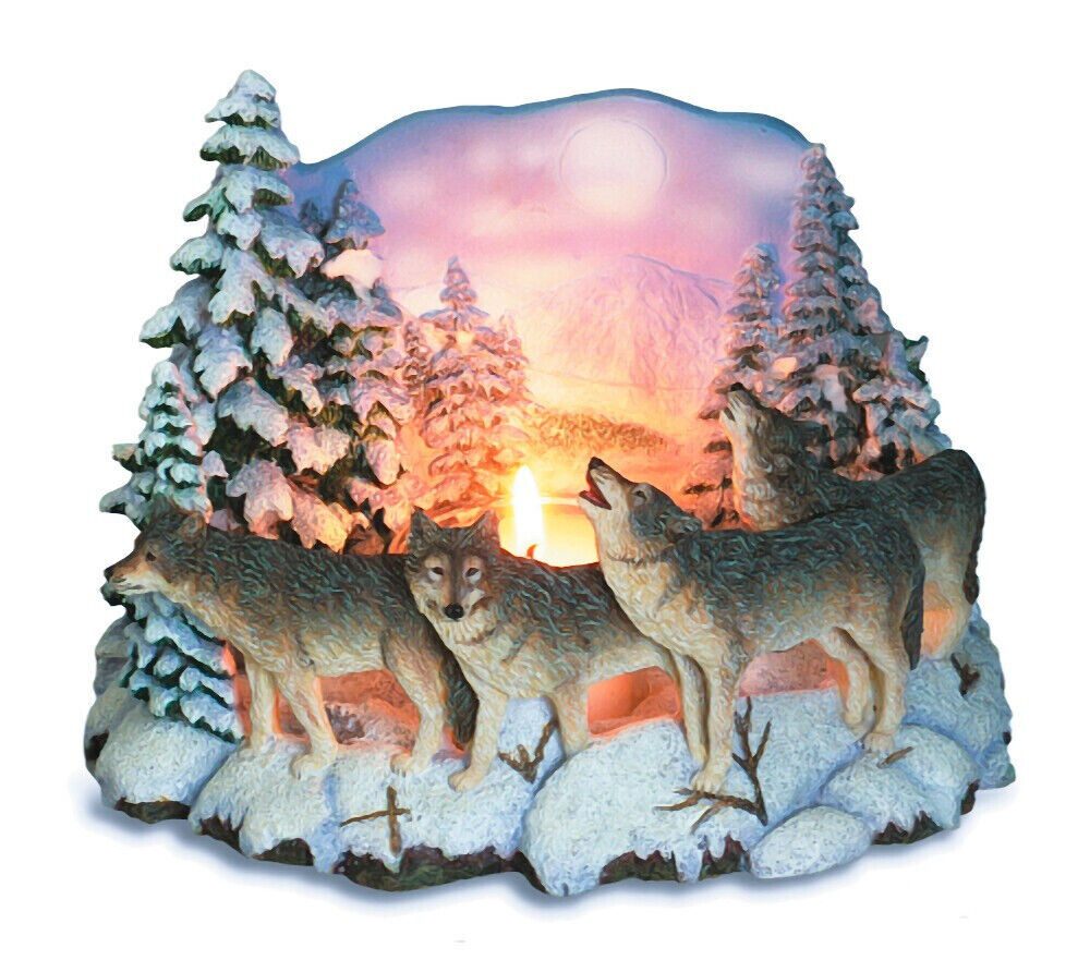 Westernlifestyle Teelichthalter Wolfsrudel im Schnee – Stimmungsvolle Wildnis-Dekoration Wolf
