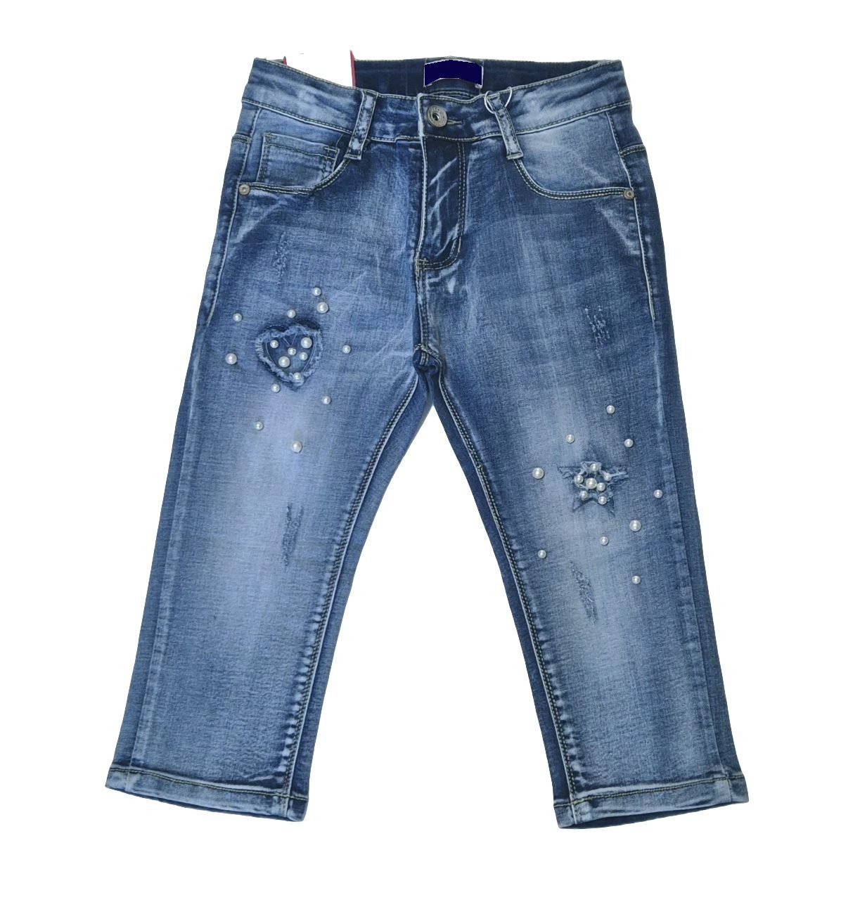 Girls Fashion Caprijeans Capri Stretch Jeans Hose Kinder Sommerhose M19037e mit Stretch-Anteil